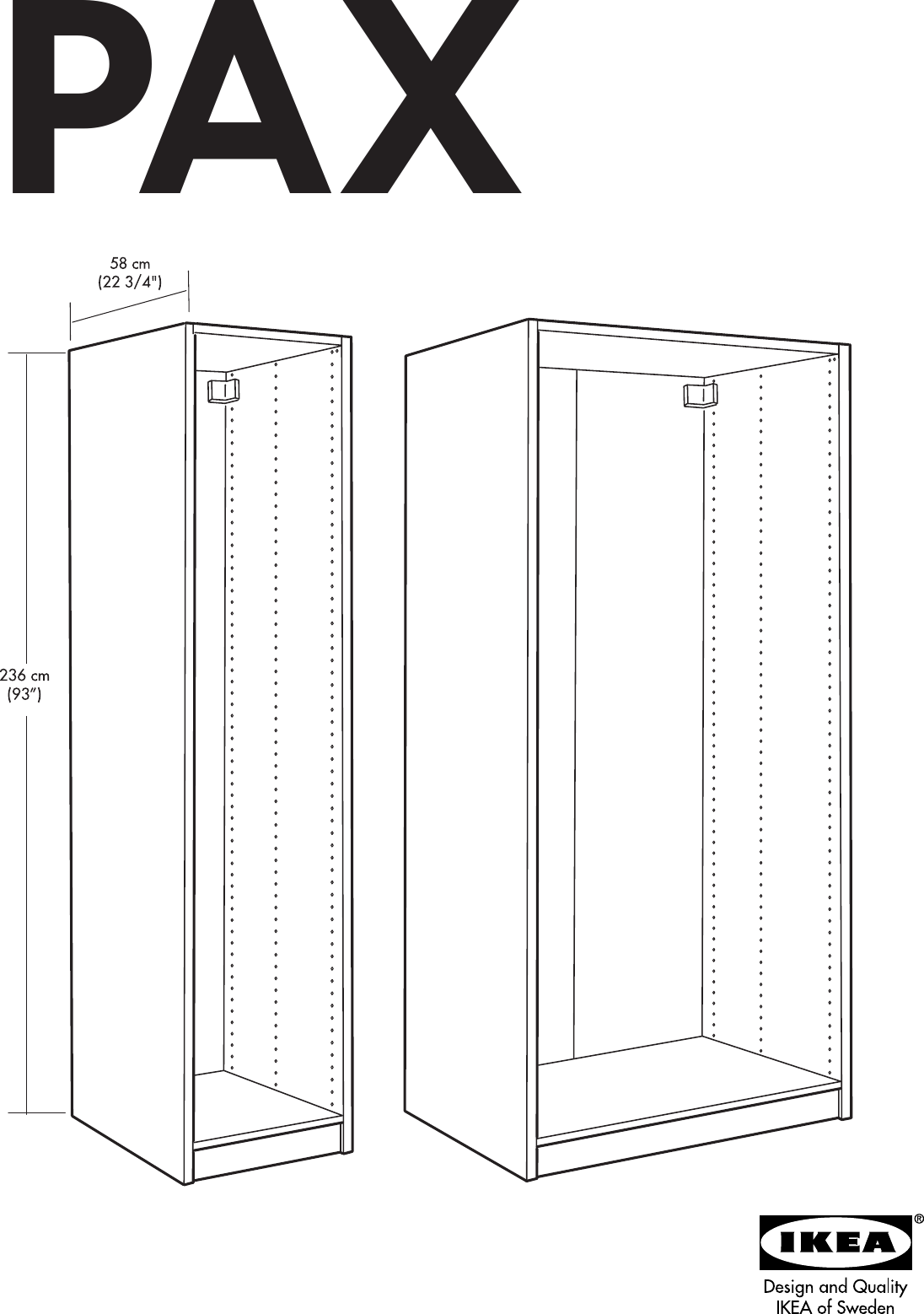 Ikea Pax Wardrobe Frame 20X23X93 Assembly Instruction Ikea Pax Wardrobe Frame 20X23X93 Assembly Instruction