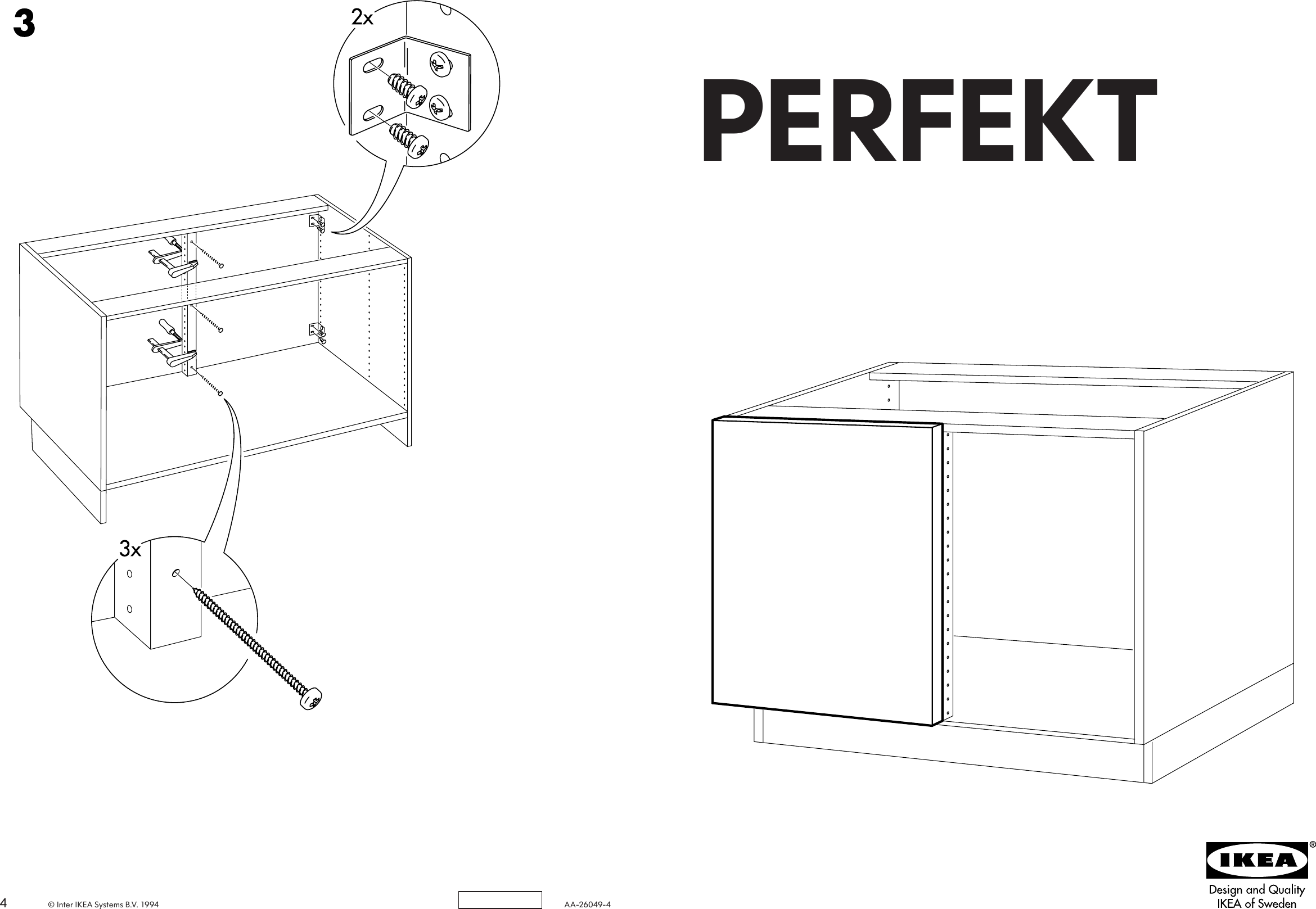 Page 1 of 2 - Ikea Ikea-Perfekt-Nexus-Cover-Panel-Base-Corner-Cabinet-30-Assembly-Instruction
