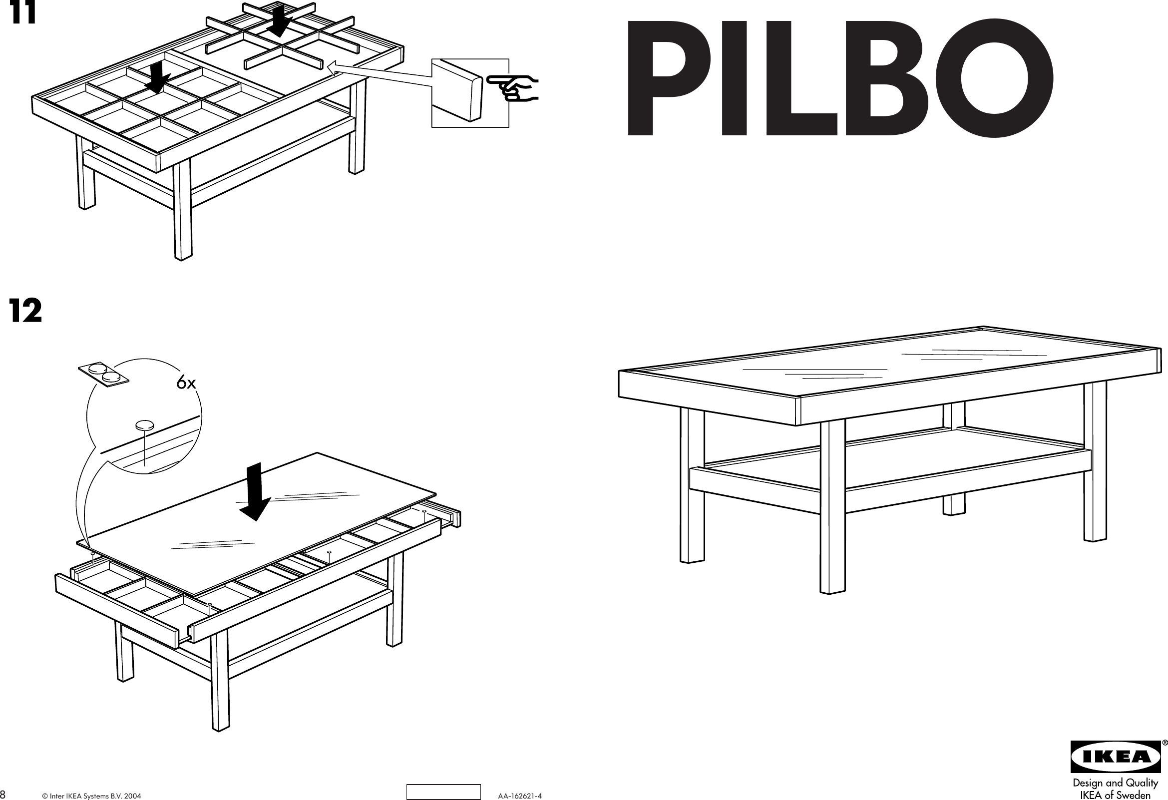 Page 1 of 4 - Ikea Ikea-Pilbo-Coffee-Table-46-1-2X24-Assembly-Instruction