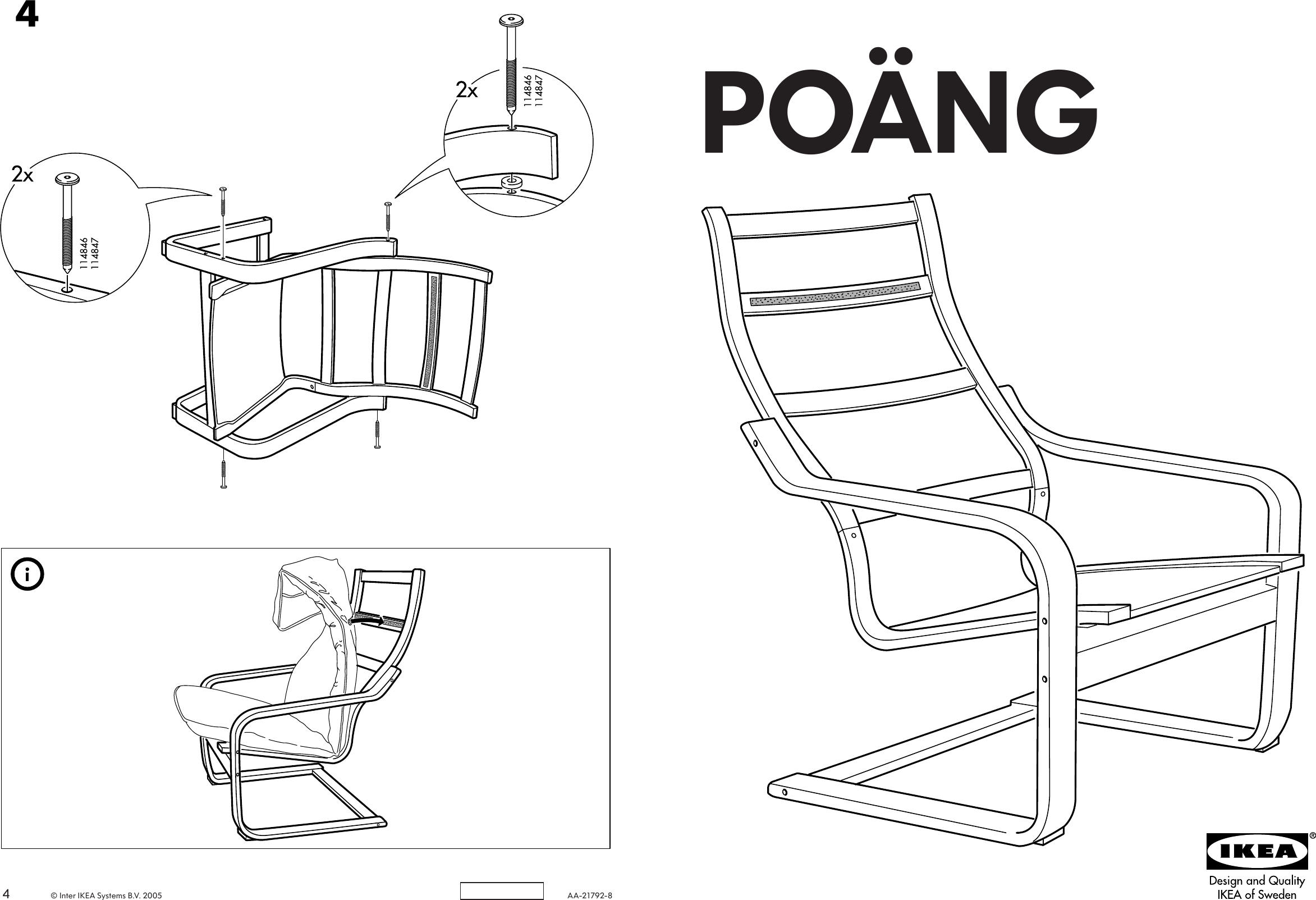 Page 1 of 2 - Ikea Ikea-Poang-Chair-Frame-Assembly-Instruction