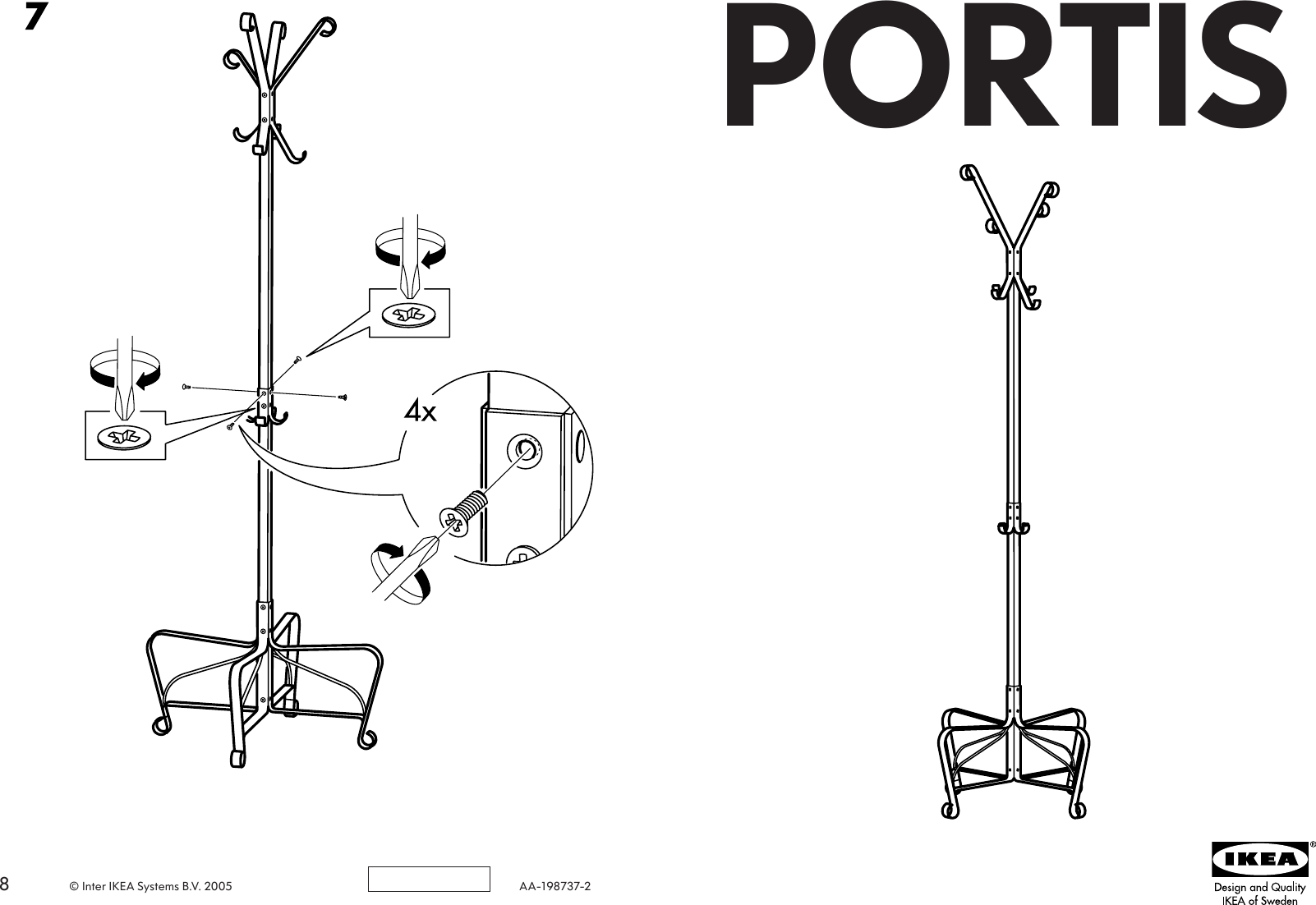 Page 1 of 4 - Ikea Ikea-Portis-Hat-Coat-Stand-75-1-4-Assembly-Instruction