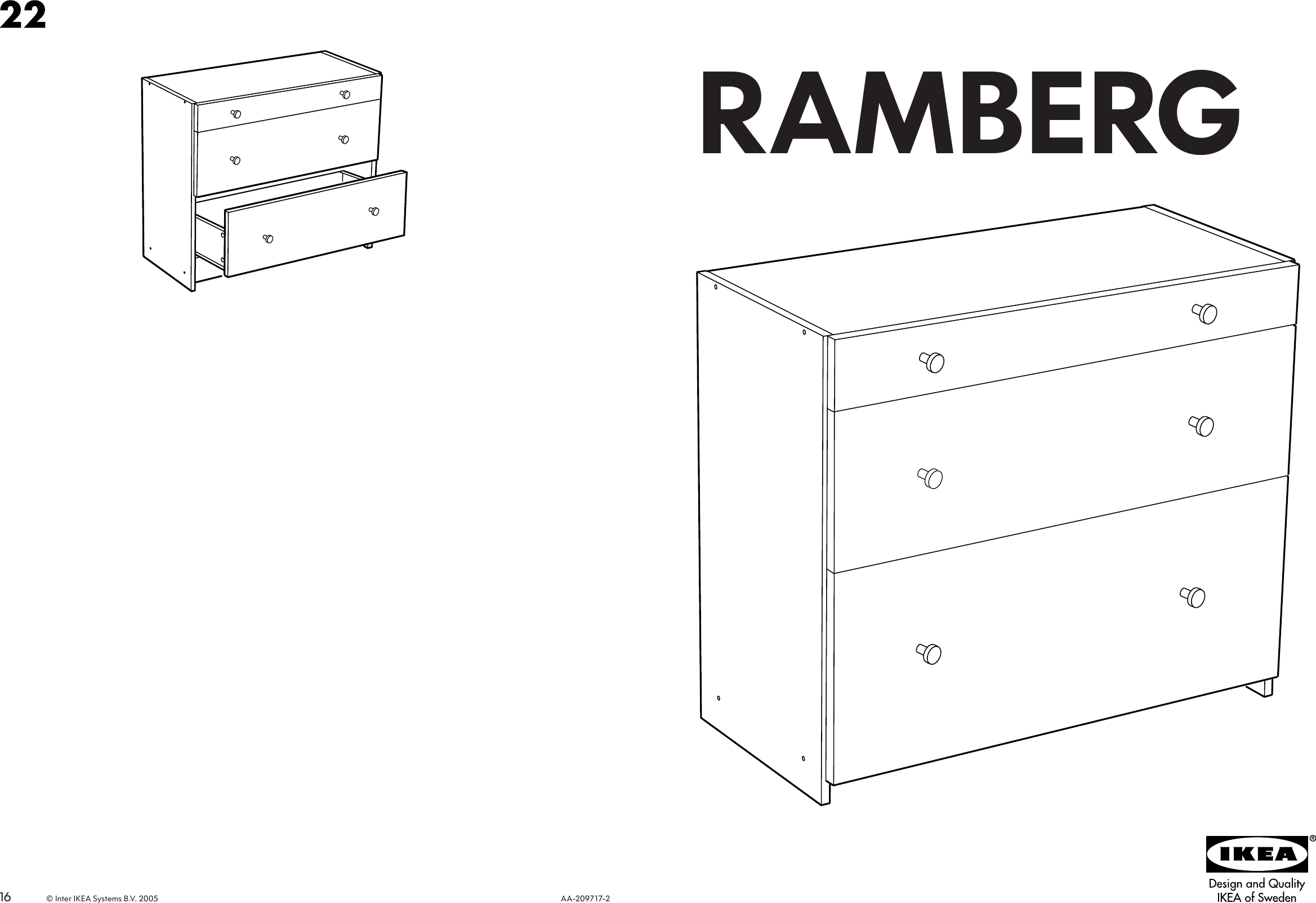 Ikea Ramberg Chest W 3 Drawers 36x31 Assembly Instruction