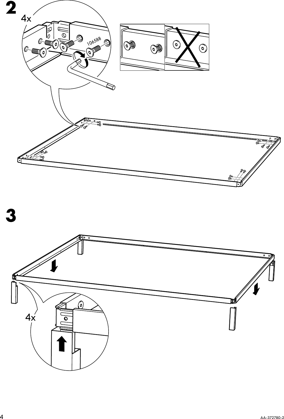 Page 4 of 8 - Ikea Ikea-Rebbenes-Bed-Frame-Queen-Assembly-Instruction