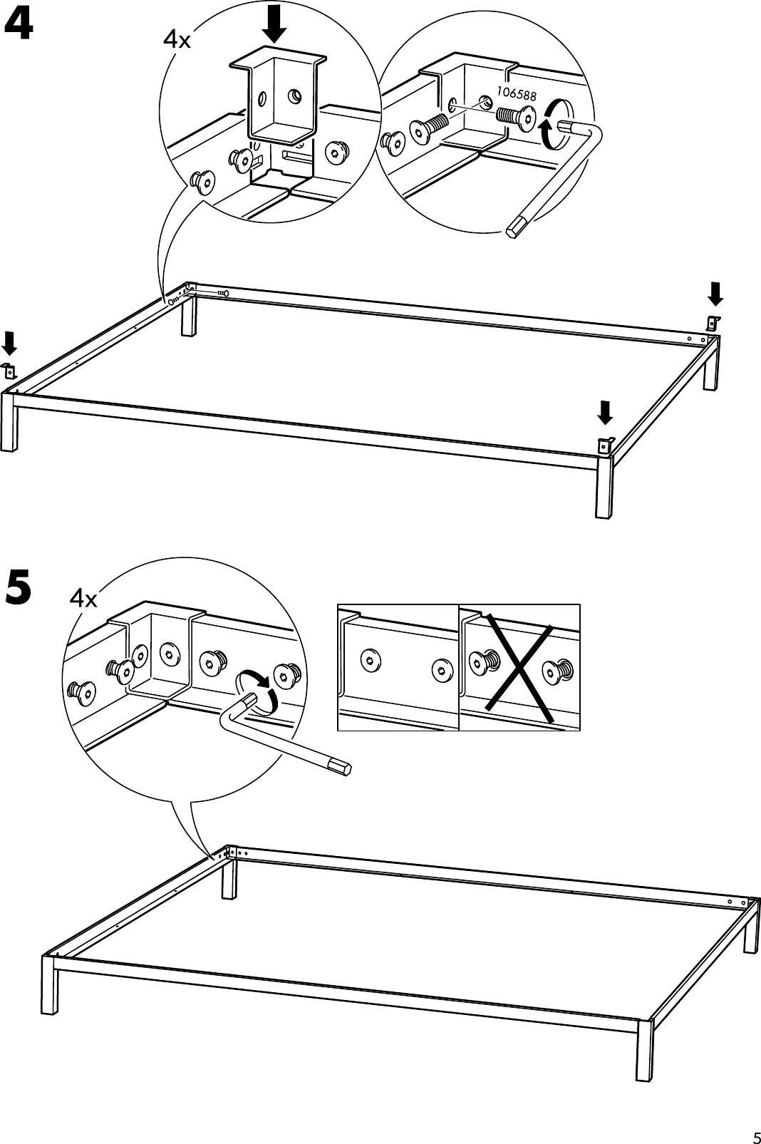 Page 5 of 8 - Ikea Ikea-Rebbenes-Bed-Frame-Queen-Assembly-Instruction