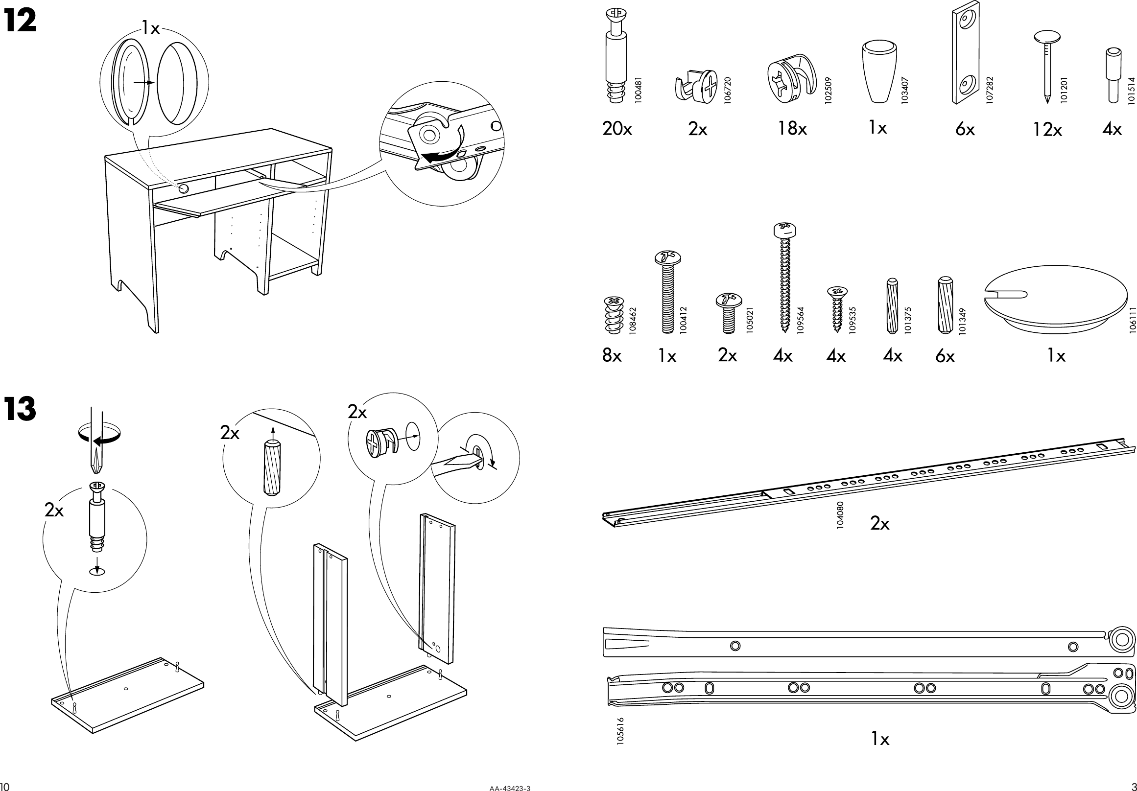 Ikea Robin Desk 43 1 4X23 5 8 Assembly Instruction 2