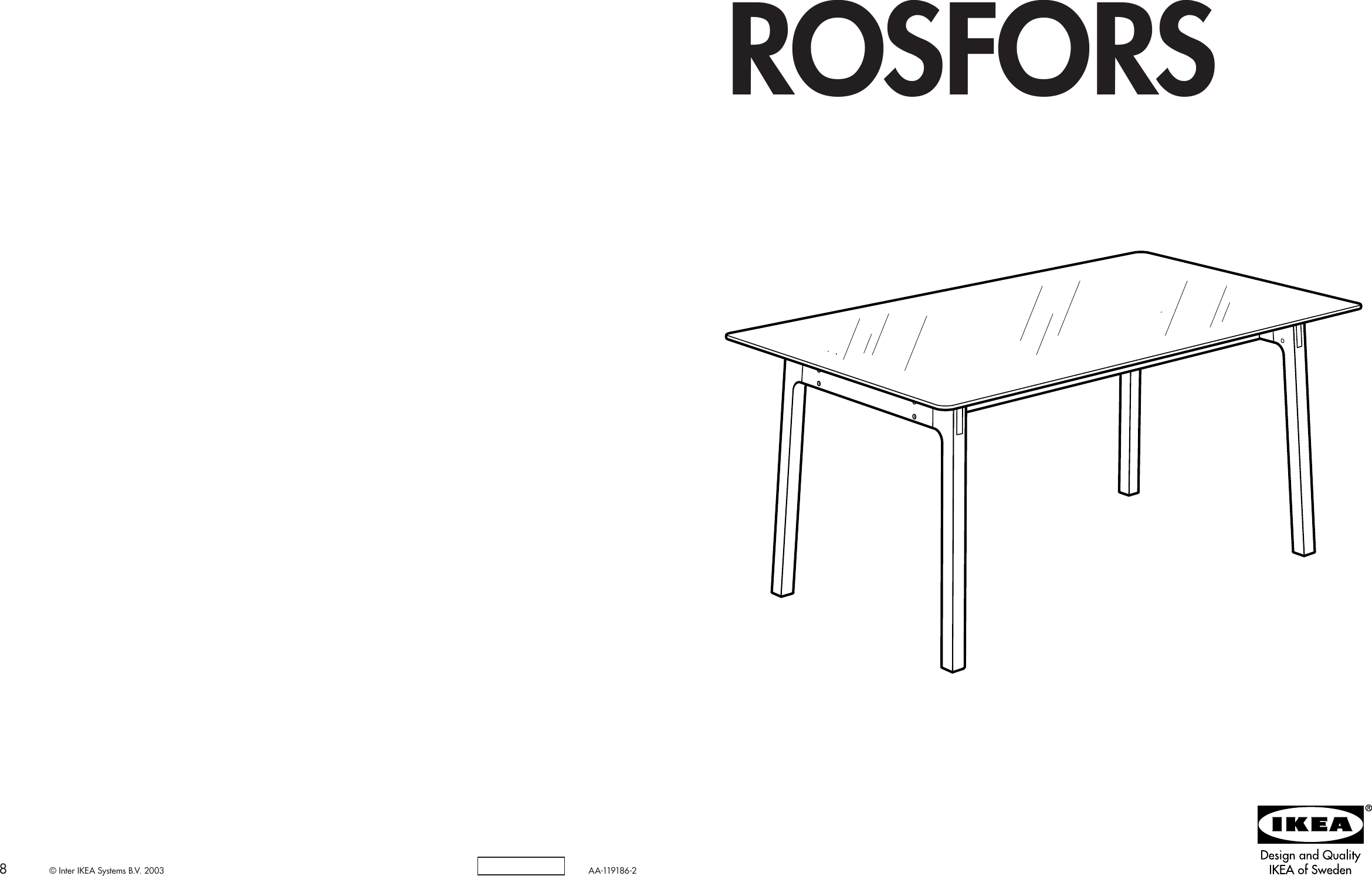 Page 1 of 4 - Ikea Ikea-Rosfors-Dining-Table-63X35-Assembly-Instruction