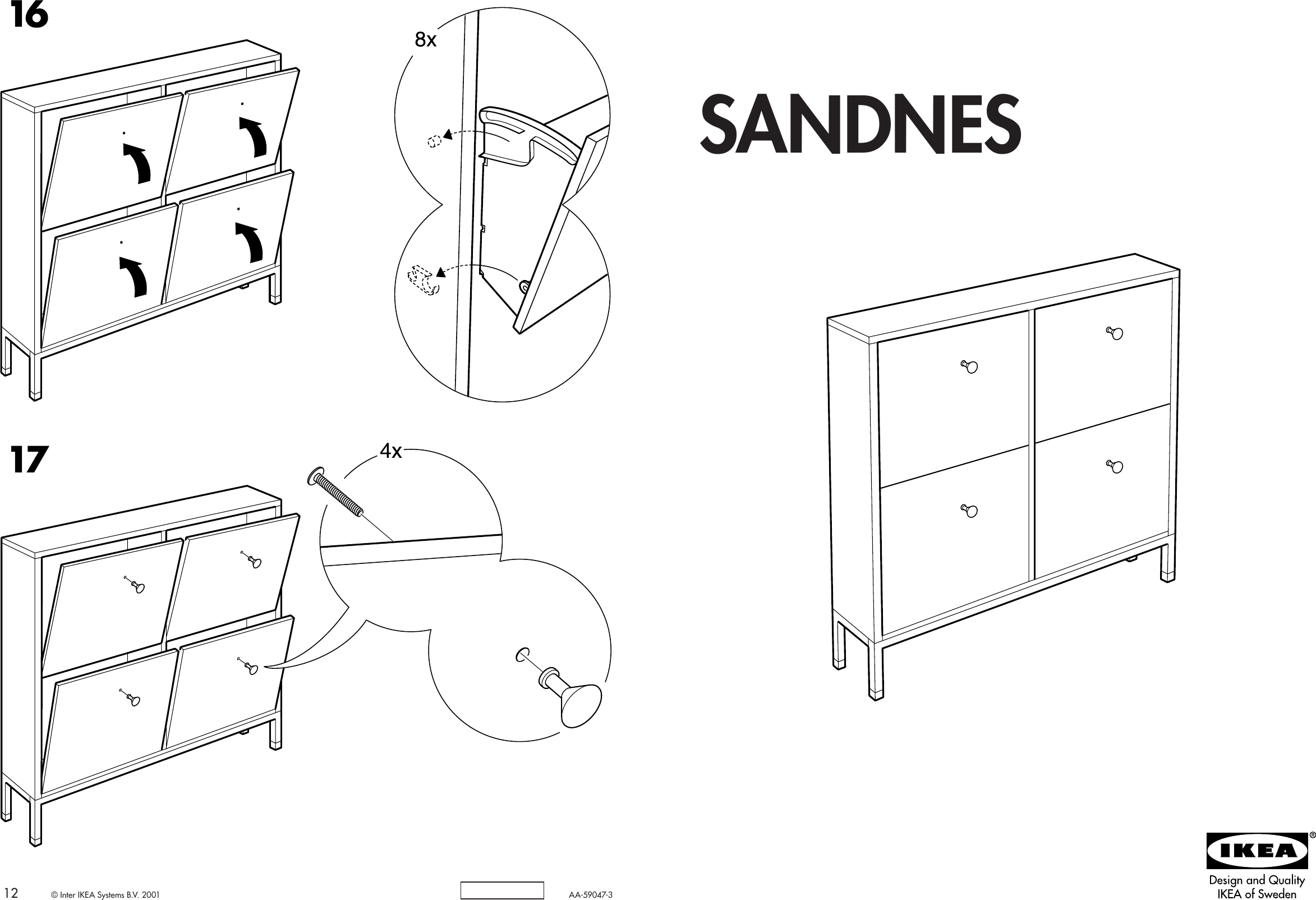 Page 1 of 6 - Ikea Ikea-Sandnes-Shoe-Cabinet-38X35-Assembly-Instruction
