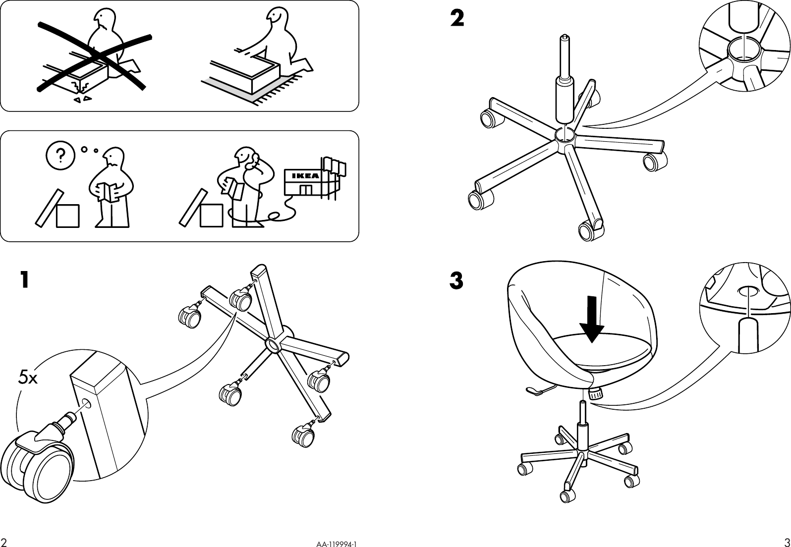 Page 2 of 2 - Ikea Ikea-Skruvsta-Swivel-Chair-Assembly-Instruction