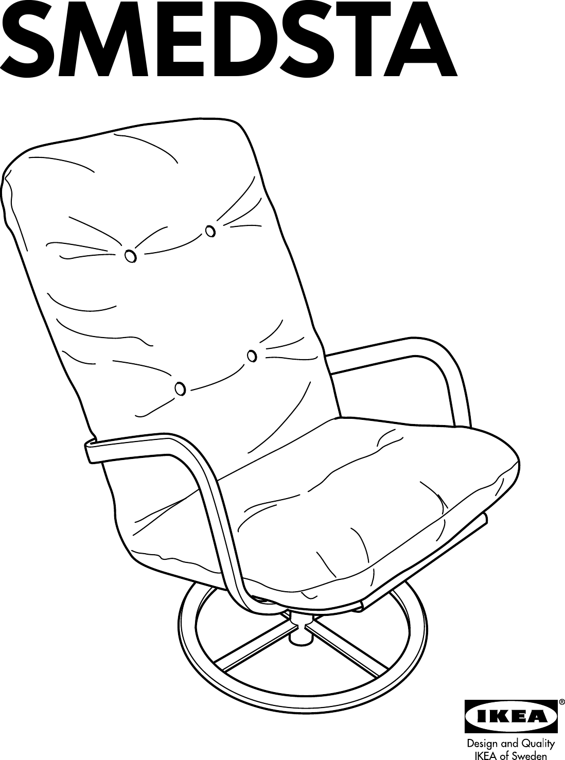 Page 1 of 8 - Ikea Ikea-Smedsta-Swivel-Chair-Frame-Assembly-Instruction