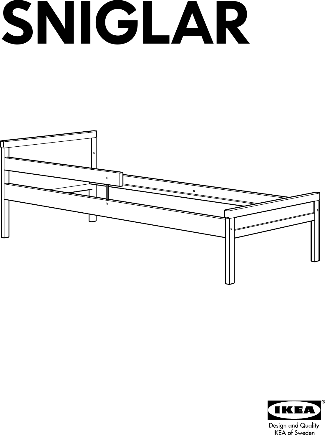 Page 1 of 8 - Ikea Ikea-Sniglar-Bed-Frame-W-Guide-Rail-Assembly-Instruction