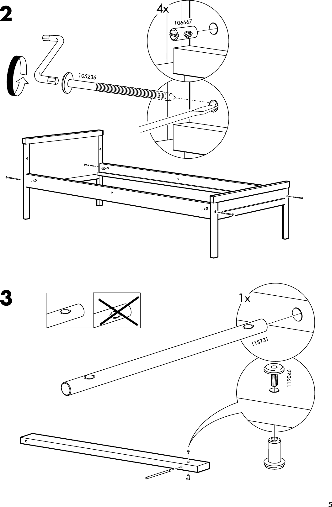 Page 5 of 8 - Ikea Ikea-Sniglar-Bed-Frame-W-Guide-Rail-Assembly-Instruction