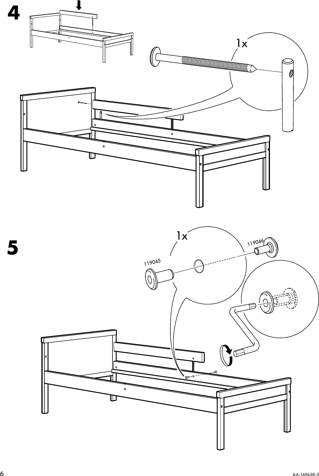 Page 6 of 8 - Ikea Ikea-Sniglar-Bed-Frame-W-Guide-Rail-Assembly-Instruction