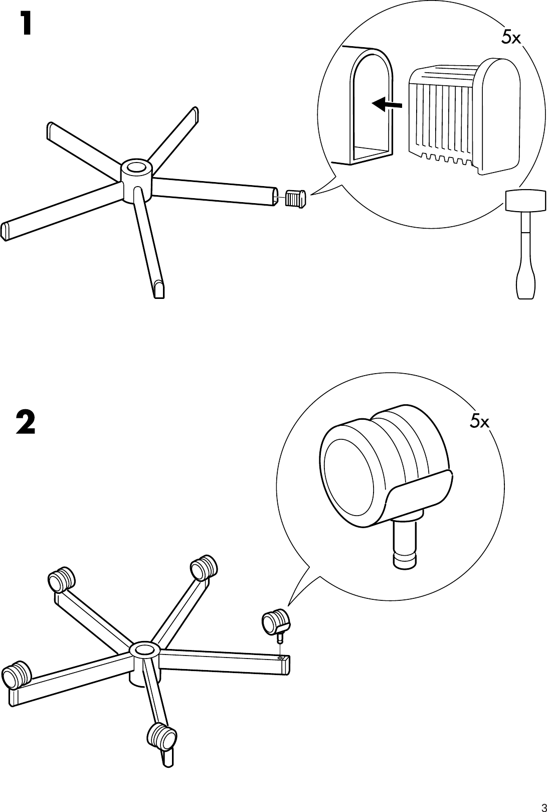 Page 3 of 8 - Ikea Ikea-Snille-Swivel-Chair-Frame-Assembly-Instruction