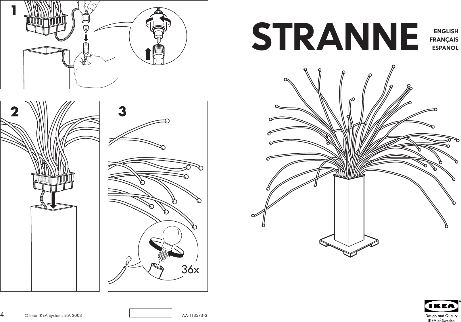 Ikea Stranne Aa 113573 3 Users Manual, Stranne Table Lamp