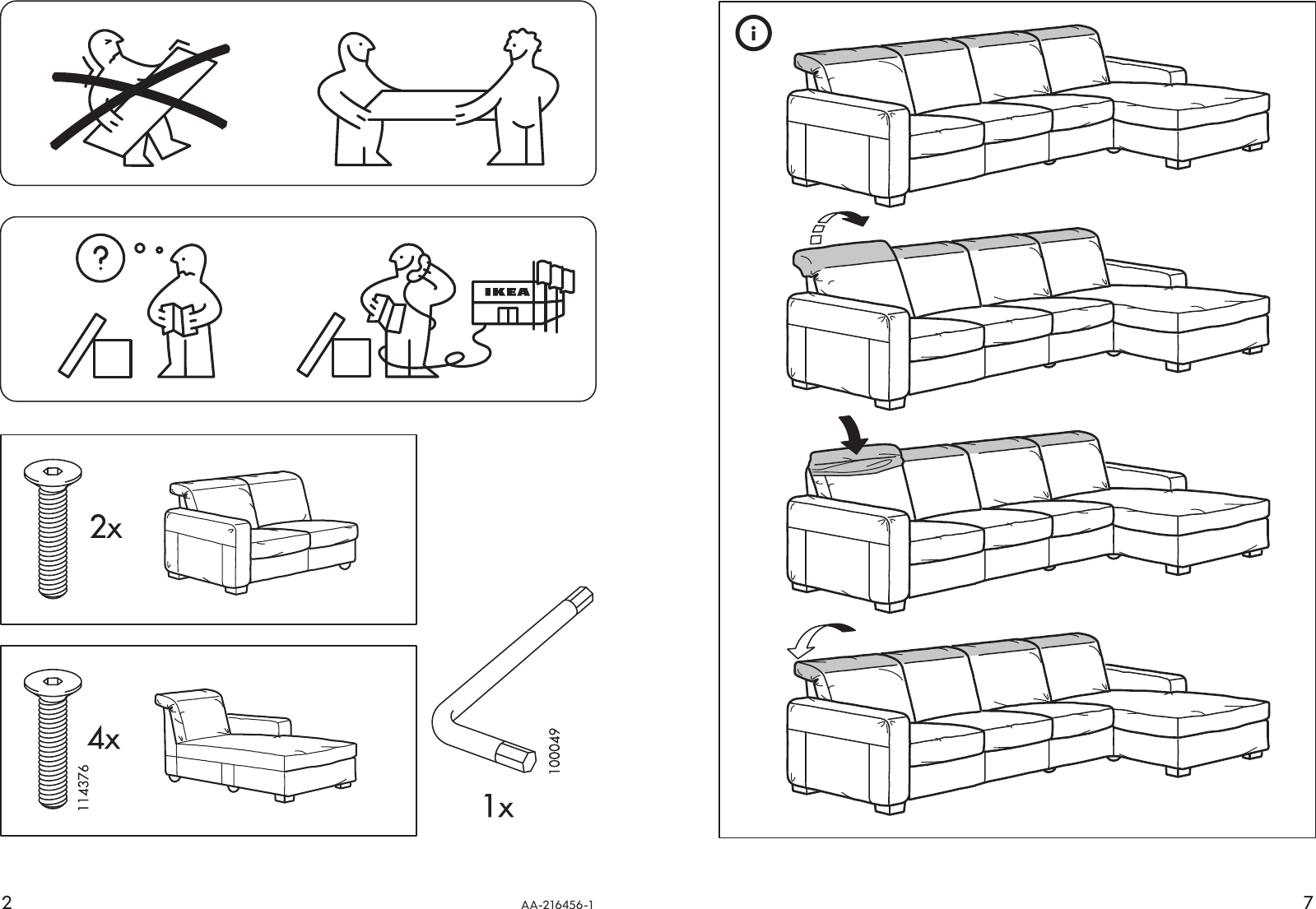 Page 2 of 4 - Ikea Ikea-Torekov-Left-Chaise-Assembly-Instruction