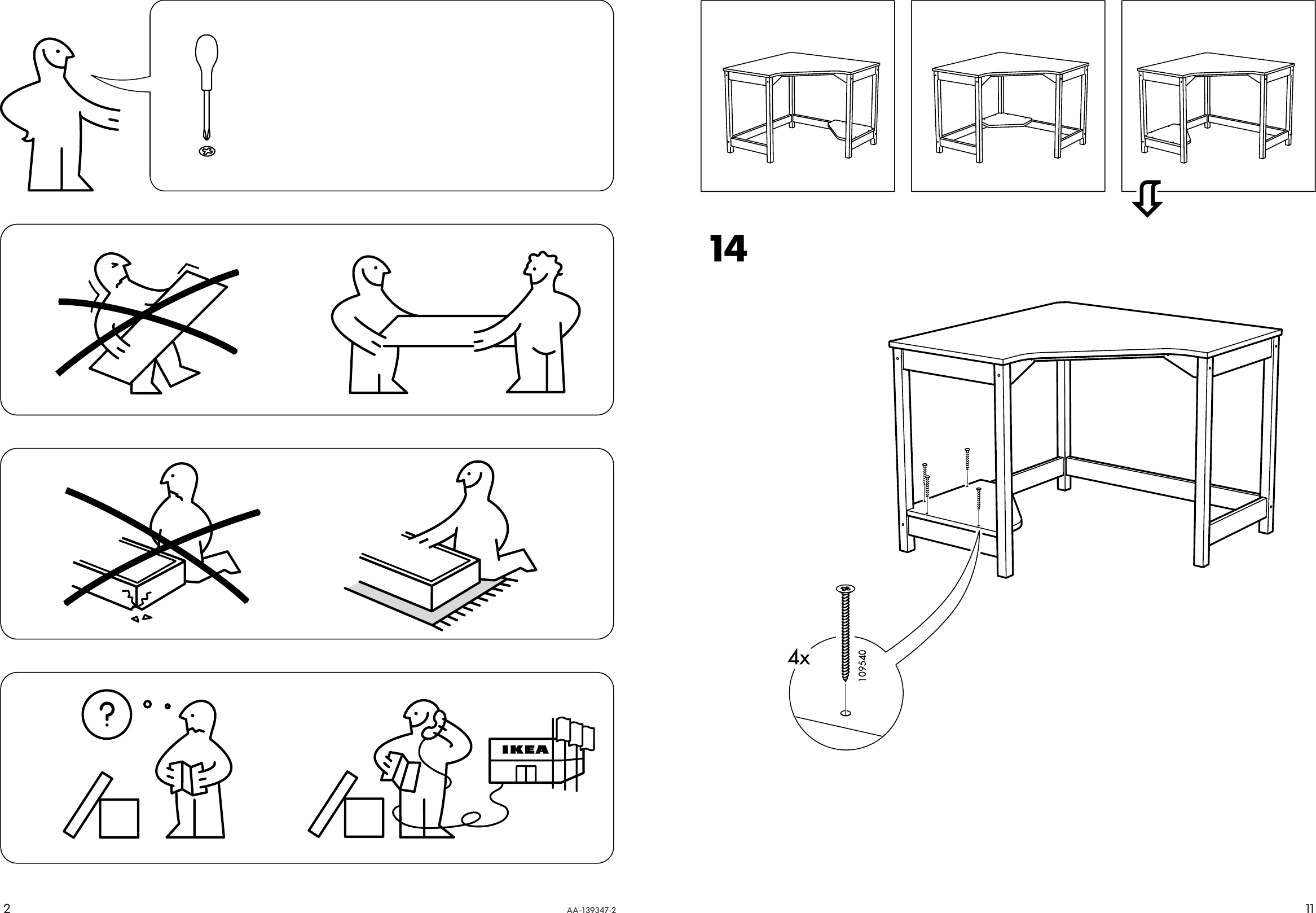 Page 2 of 6 - Ikea Ikea-Tovik-Corner-Desk-Assembly-Instruction