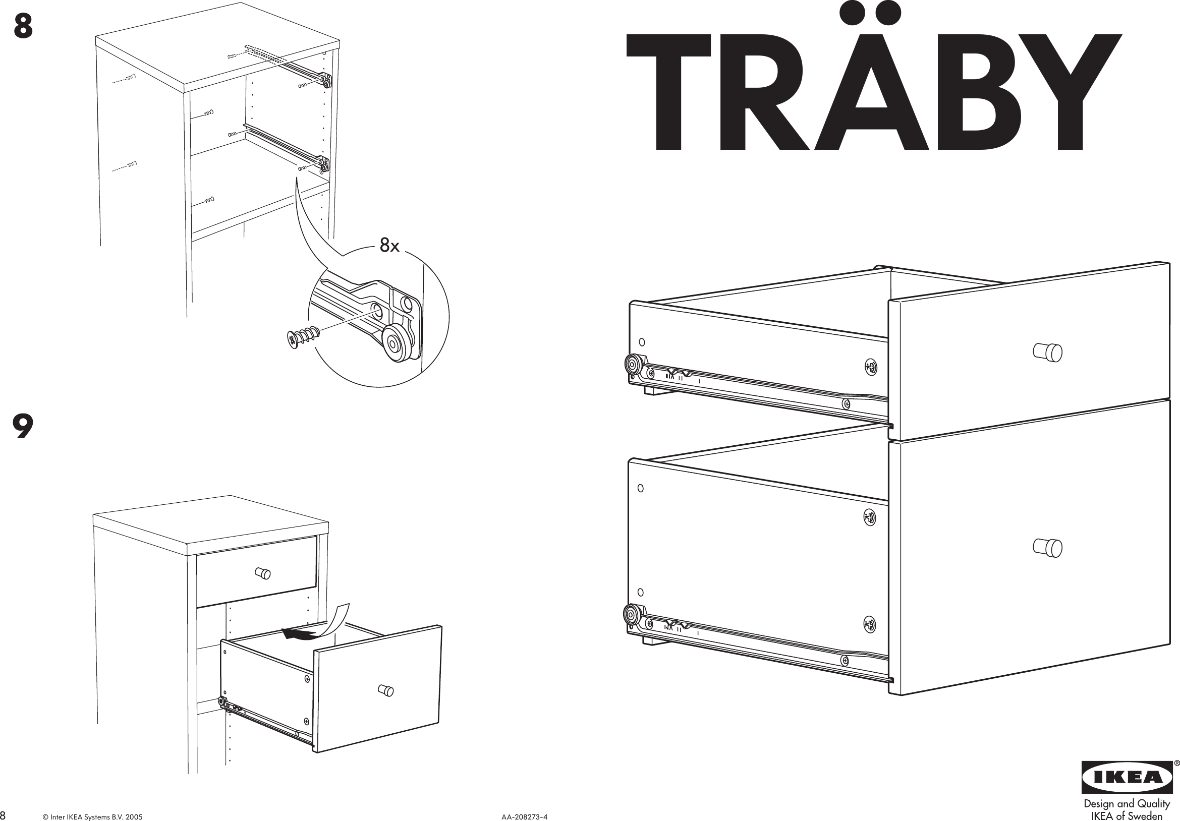 Page 1 of 4 - Ikea Ikea-Traby-Drawer-13-3-4-2Pk-Assembly-Instruction