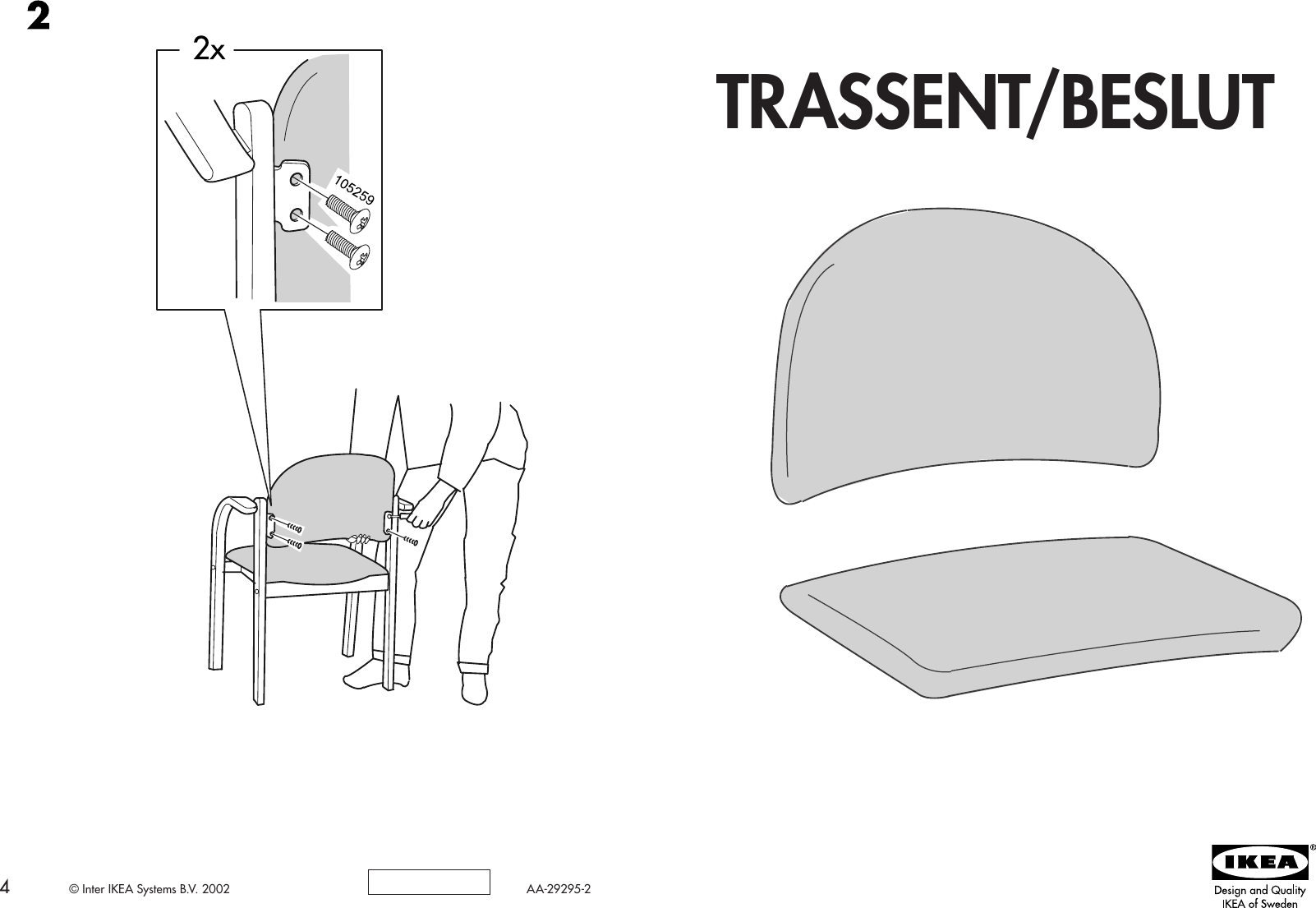 Page 1 of 2 - Ikea Ikea-Trassent-Beslut-Seat-Back-Assembly-Instruction