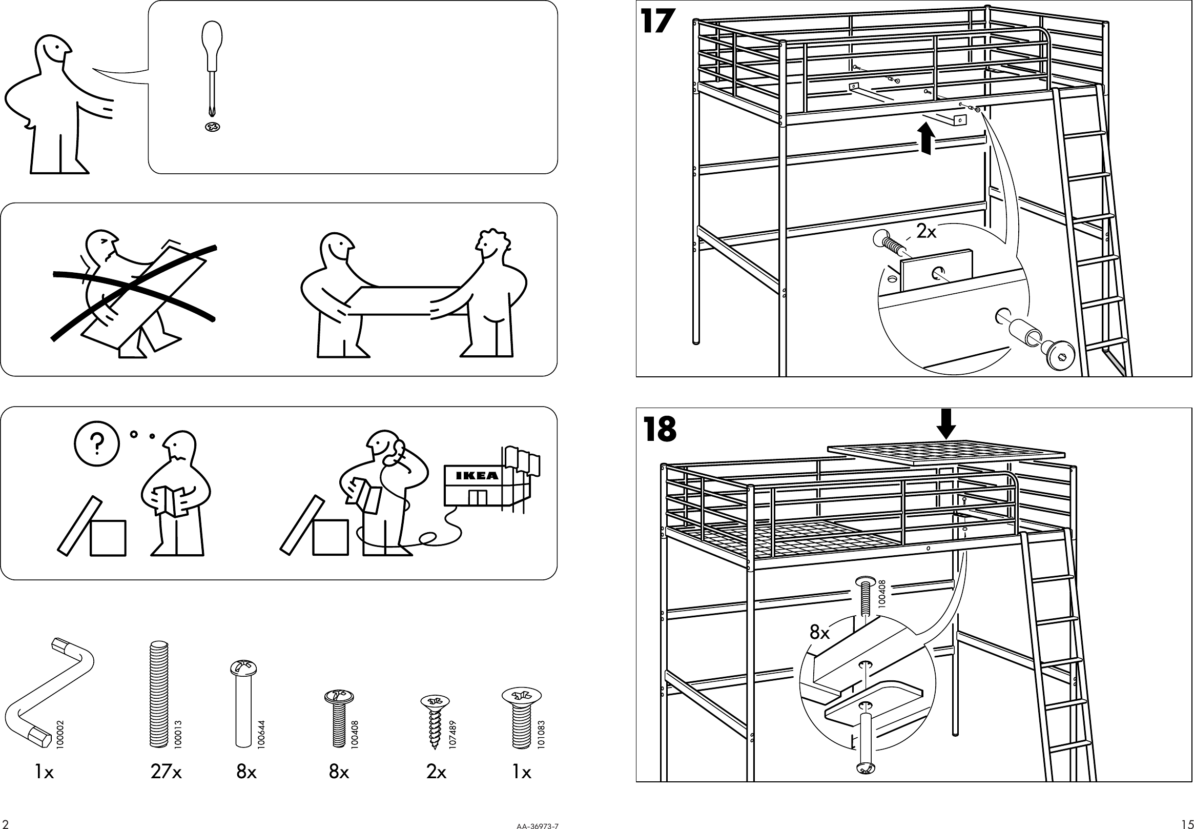 Page 2 of 8 - Ikea Ikea-Tromsa-Loft-Bedframe-Twin-Assembly-Instruction