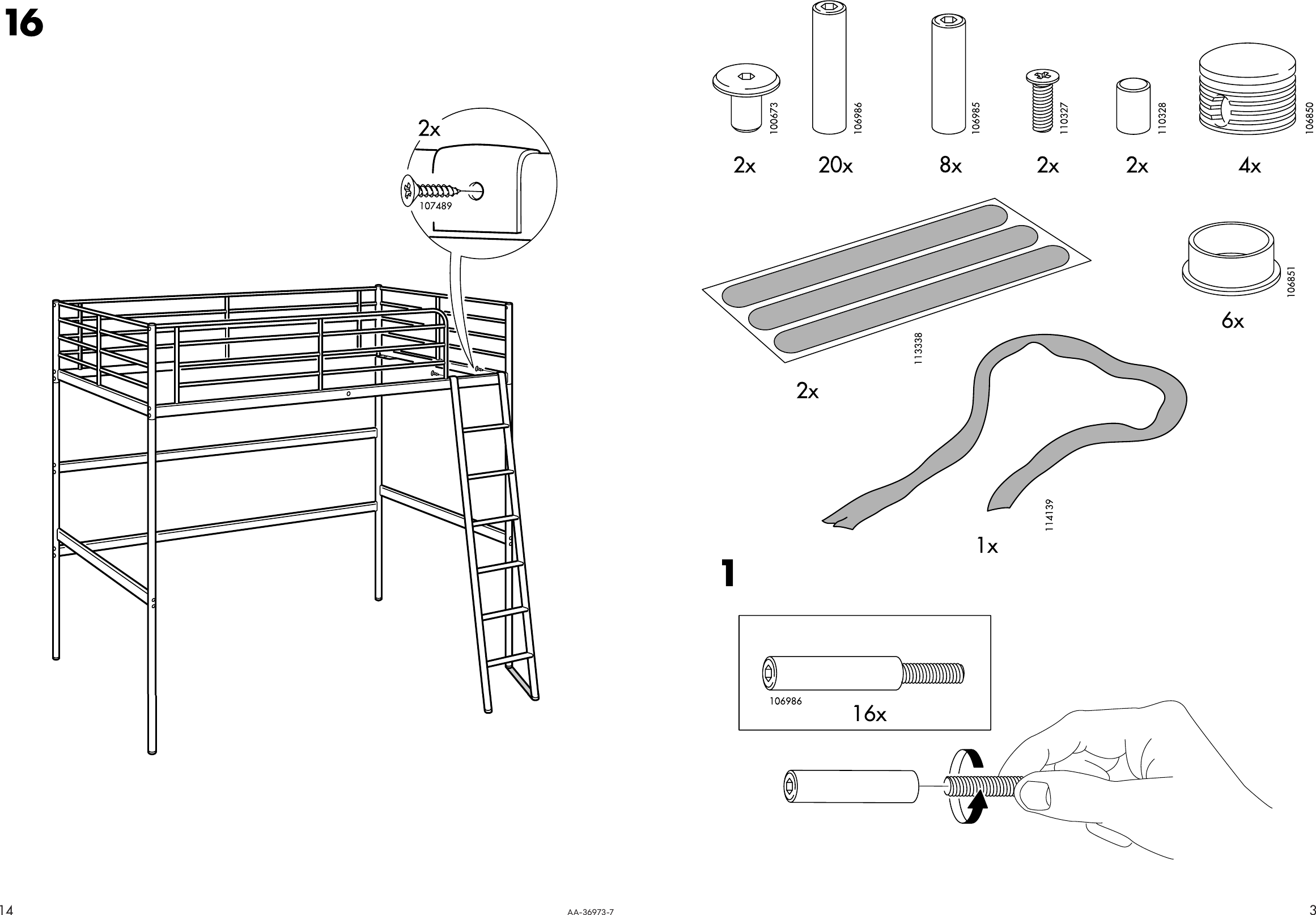 Page 3 of 8 - Ikea Ikea-Tromsa-Loft-Bedframe-Twin-Assembly-Instruction