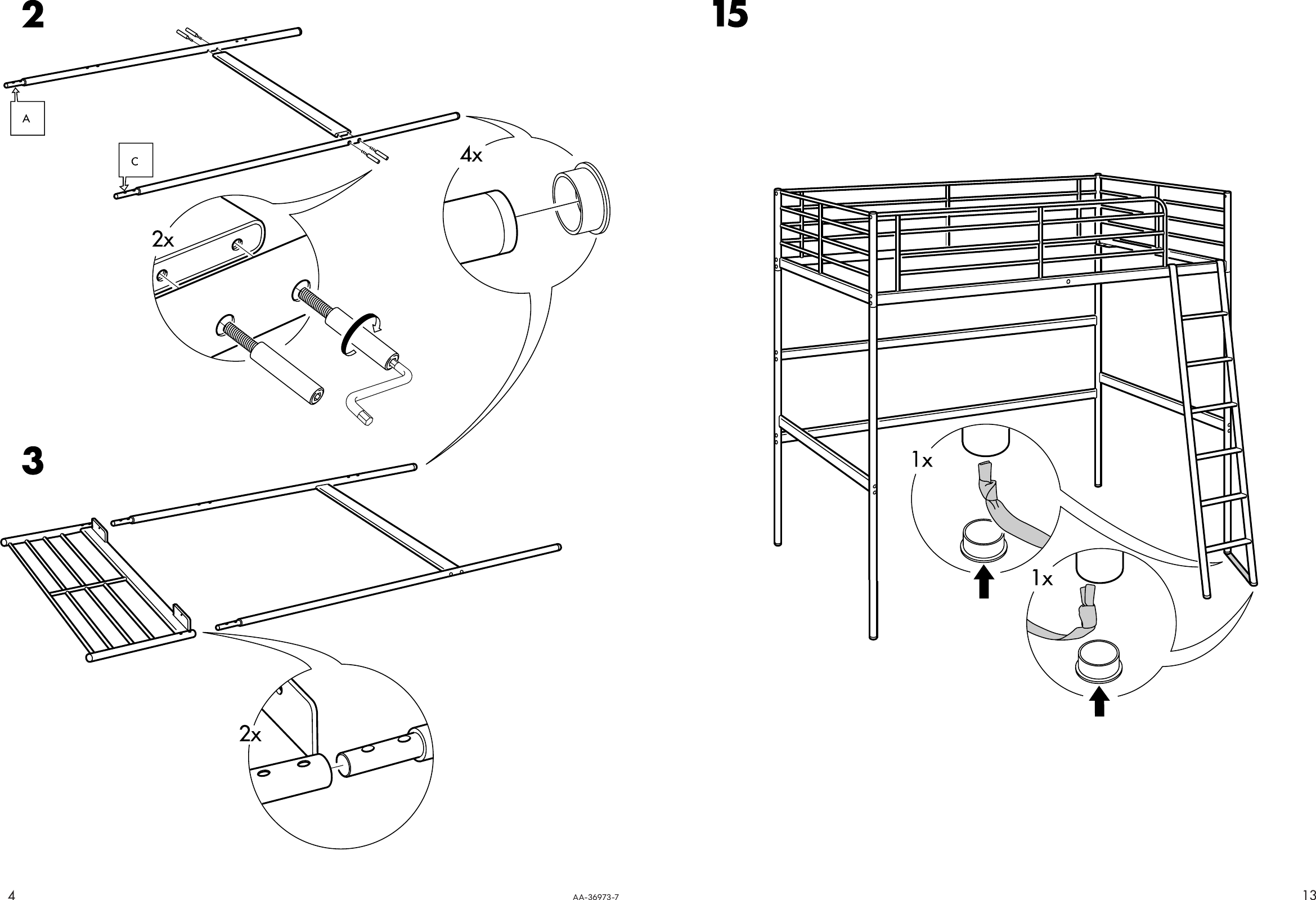 Page 4 of 8 - Ikea Ikea-Tromsa-Loft-Bedframe-Twin-Assembly-Instruction