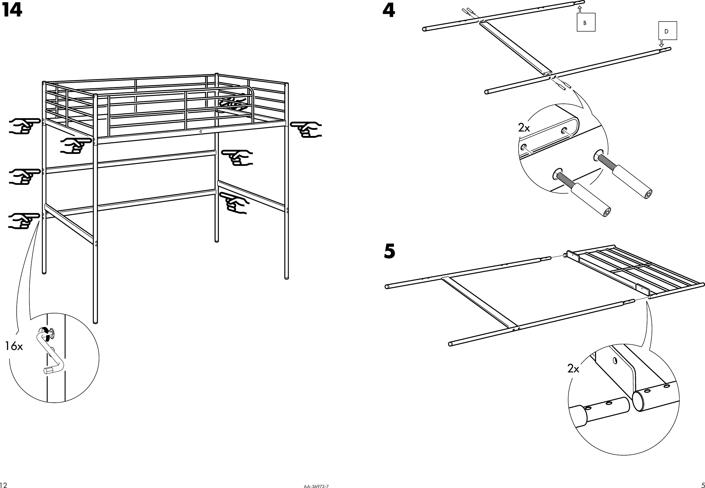 Page 5 of 8 - Ikea Ikea-Tromsa-Loft-Bedframe-Twin-Assembly-Instruction