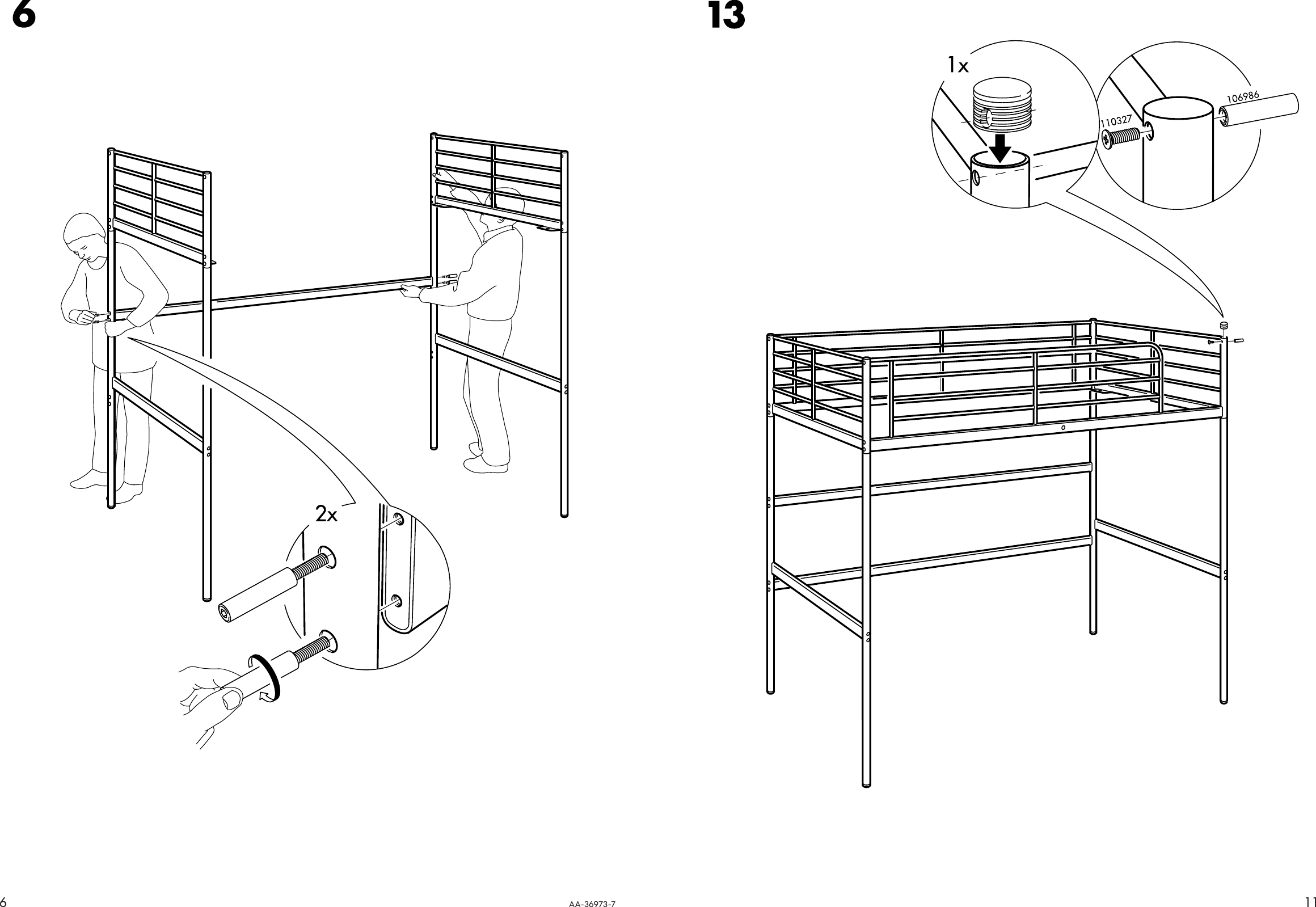 Page 6 of 8 - Ikea Ikea-Tromsa-Loft-Bedframe-Twin-Assembly-Instruction