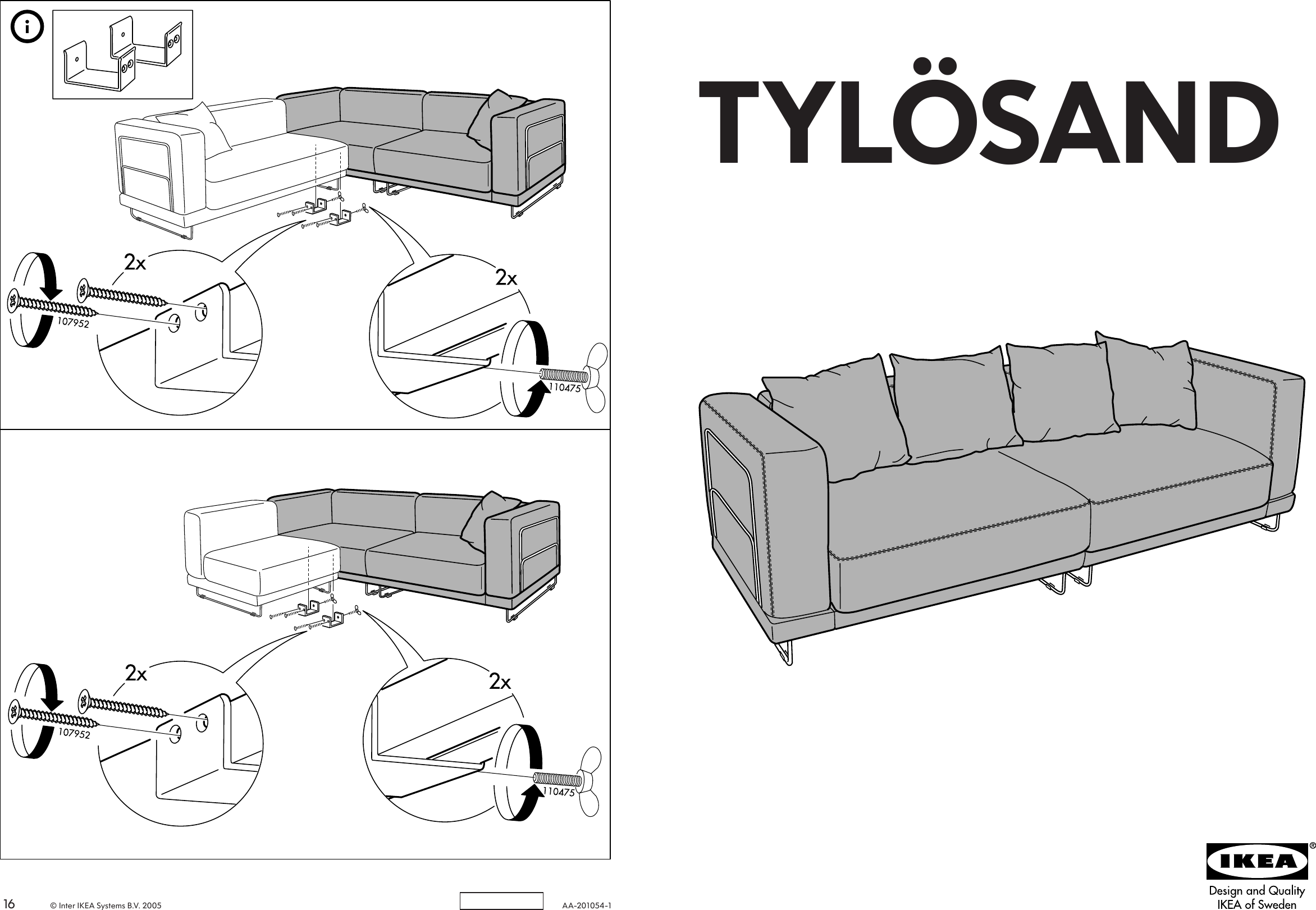 Page 1 of 8 - Ikea Ikea-Tylasand-Sofa-Bed-Cover-Assembly-Instruction
