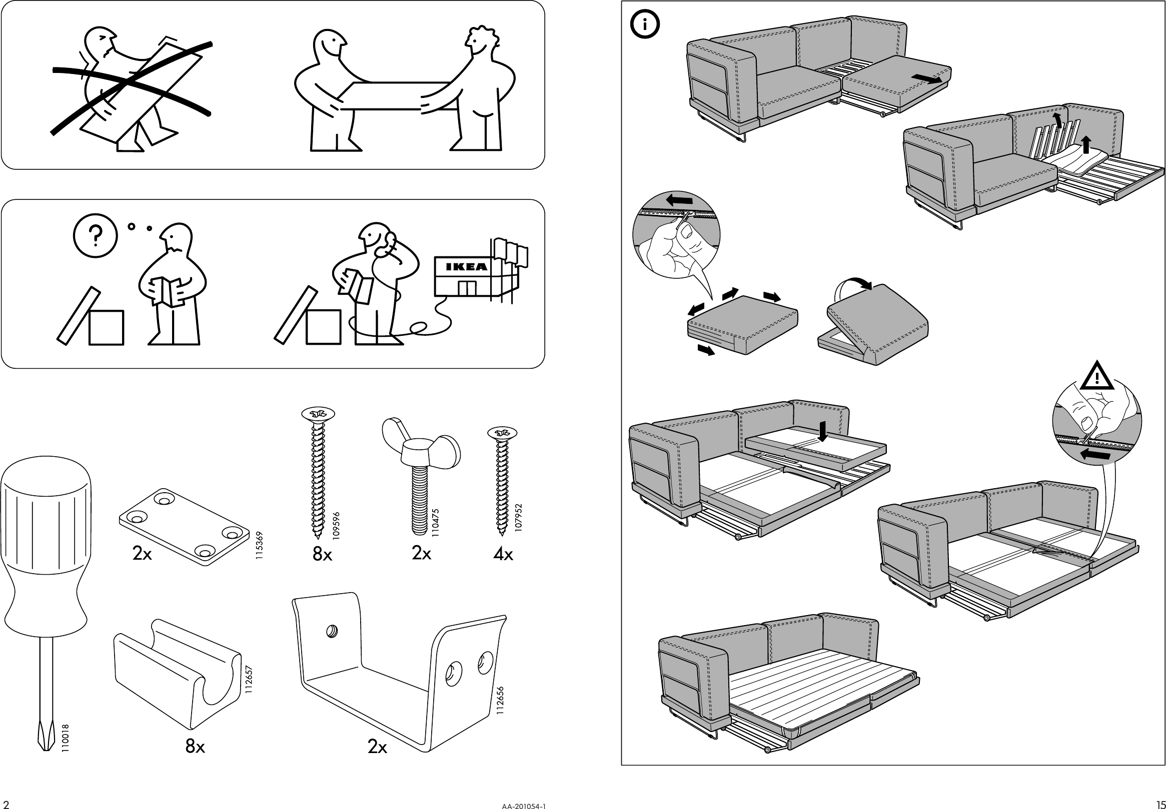 Page 2 of 8 - Ikea Ikea-Tylasand-Sofa-Bed-Cover-Assembly-Instruction