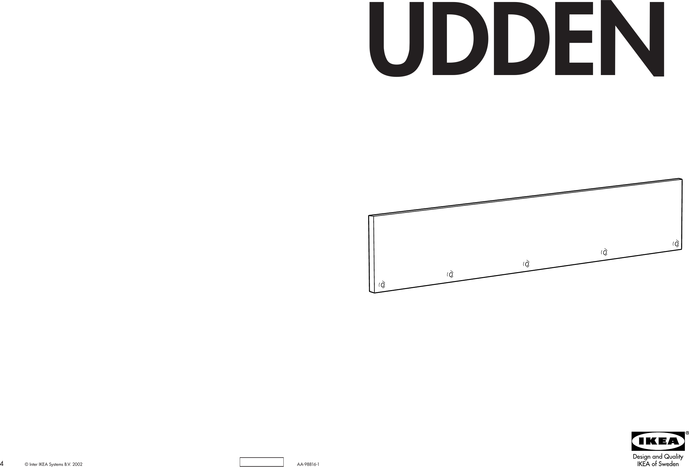 Page 1 of 2 - Ikea Ikea-Udden-Back-Splash-50X13-Assembly-Instruction-3  Ikea-udden-back-splash-50x13-assembly-instruction
