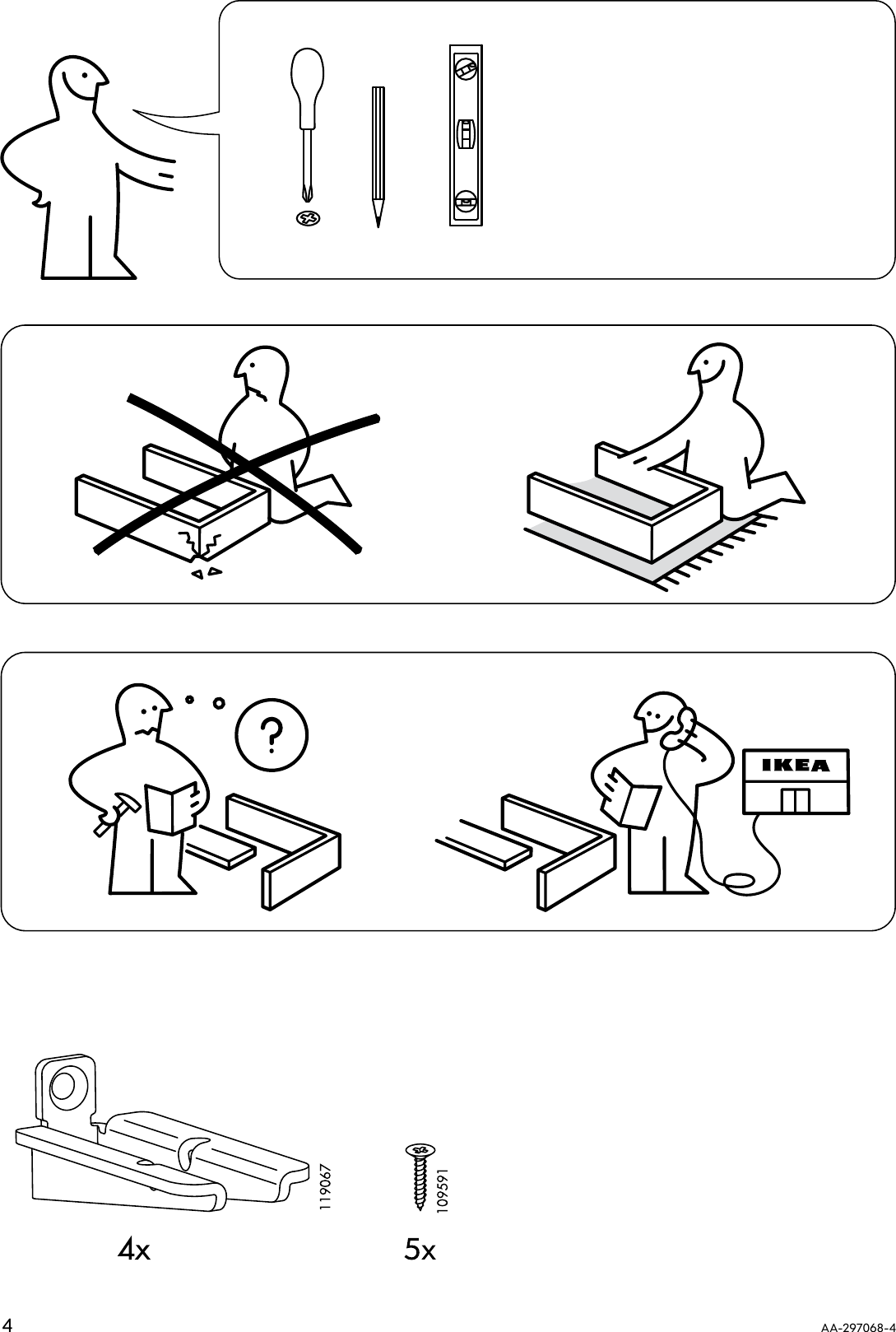 Page 4 of 12 - Ikea Ikea-Udden-Wall-Shelf-Cubbies-23X23-Assembly-Instruction