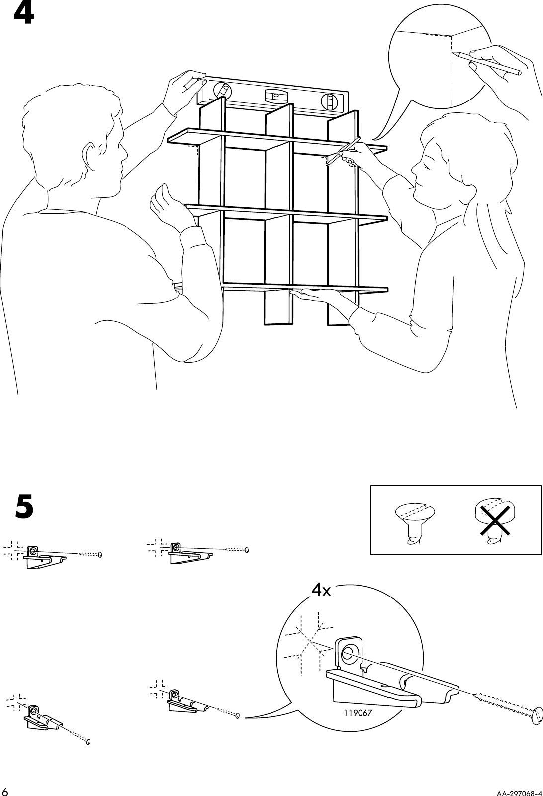 Page 6 of 12 - Ikea Ikea-Udden-Wall-Shelf-Cubbies-23X23-Assembly-Instruction