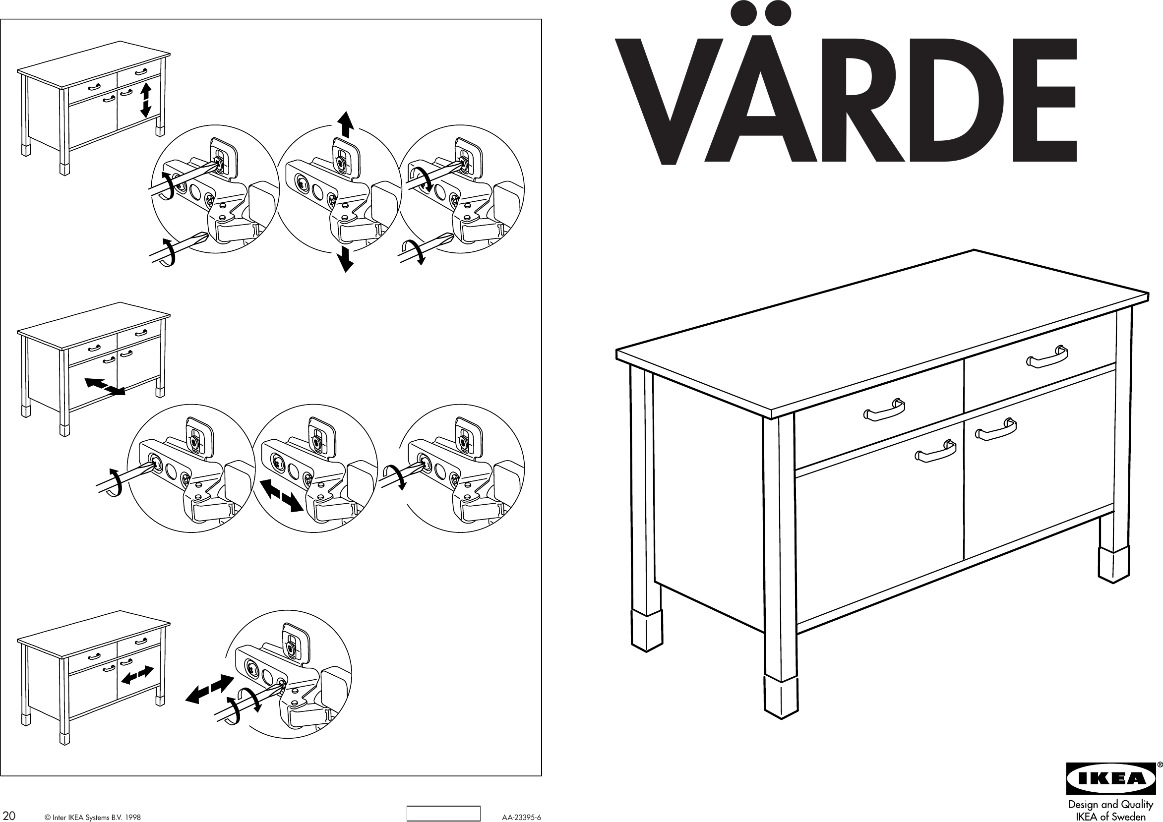 Page 1 of 10 - Ikea Ikea-Varde-Base-Cabinet-58X35-Assembly-Instruction