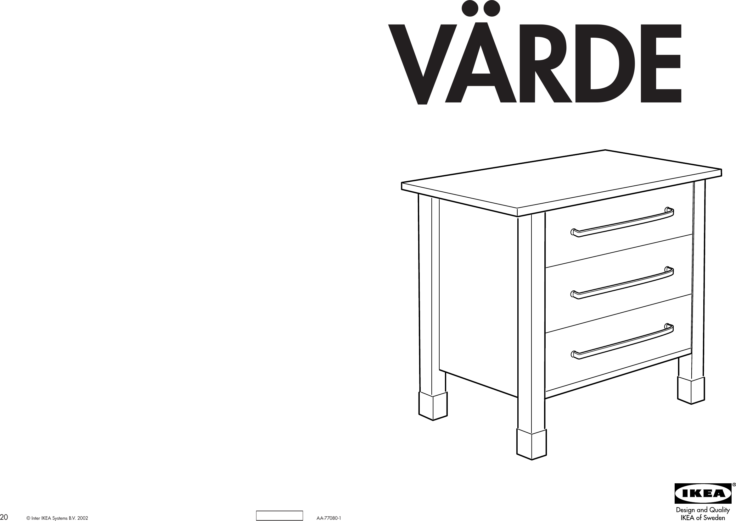 Page 1 of 10 - Ikea Ikea-Varde-Draw-Unit-42X35-Assembly-Instruction