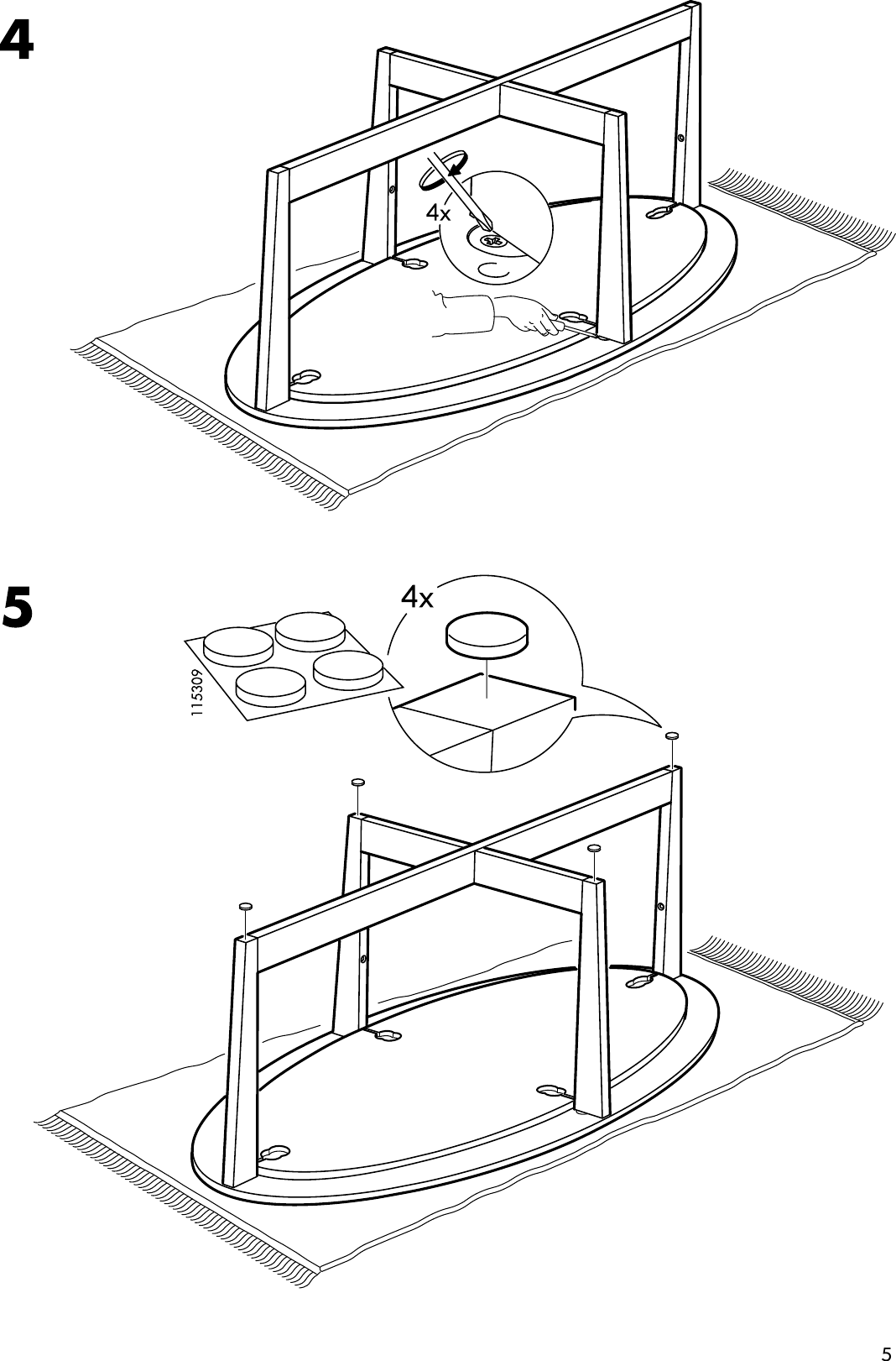 Page 5 of 8 - Ikea Ikea-Vejmon-Coffee-Table-Round-35-Assembly-Instruction