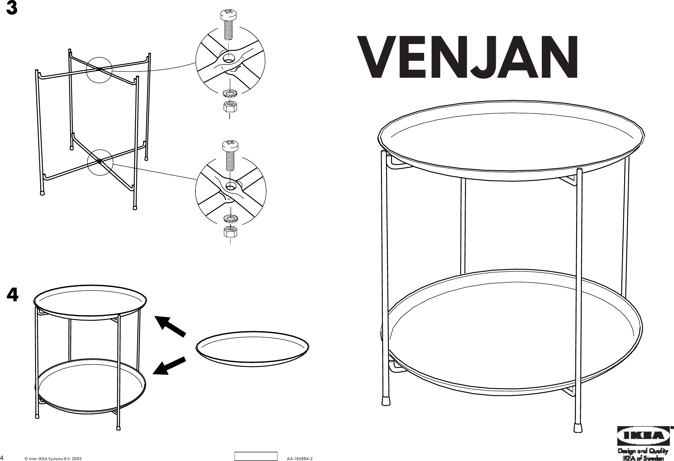 Page 1 of 2 - Ikea Ikea-Venjan-Tray-Table-20-1-2-Assembly-Instruction