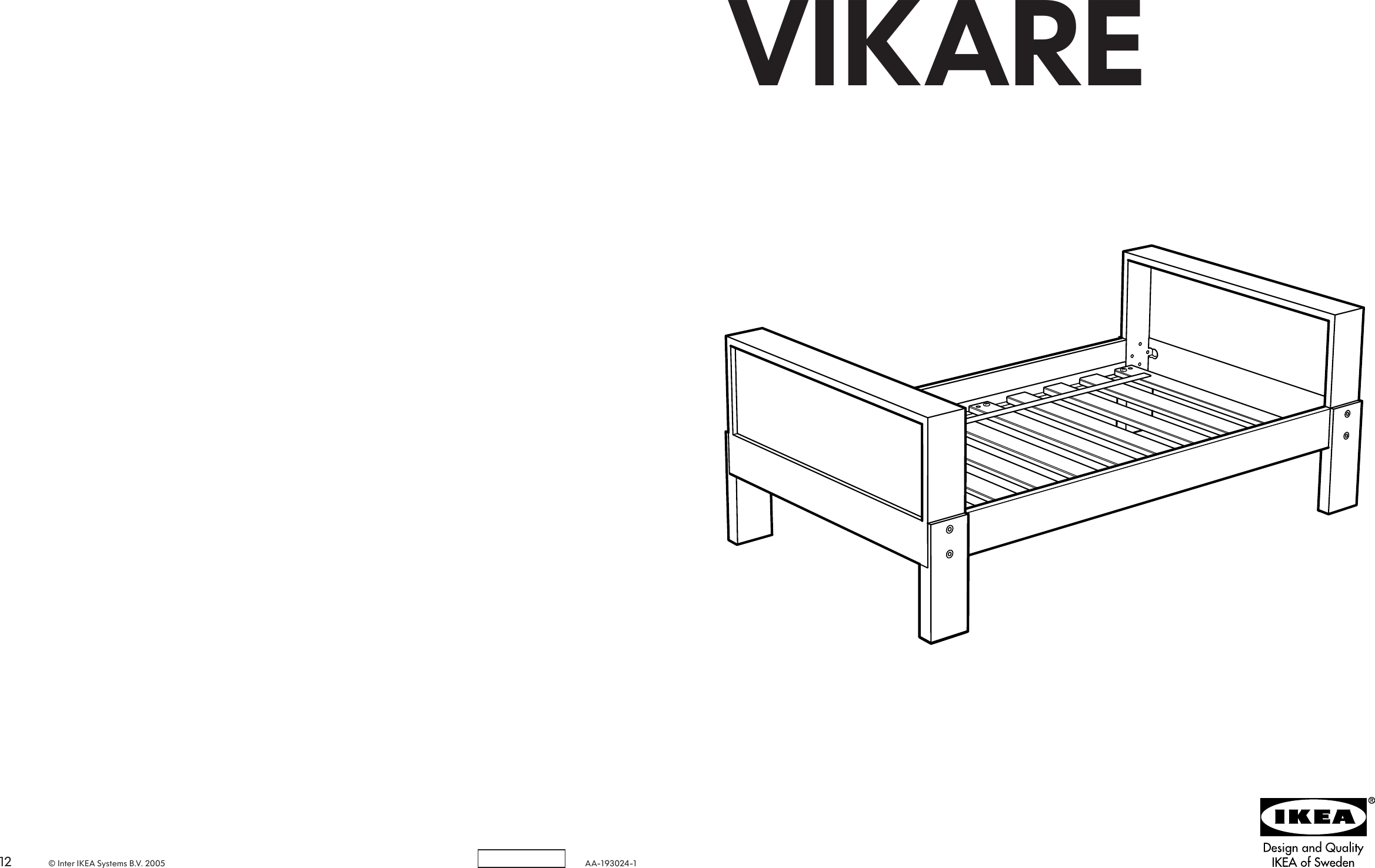Page 1 of 6 - Ikea Ikea-Vikare-Extendable-Bed-Frame-Assembly-Instruction