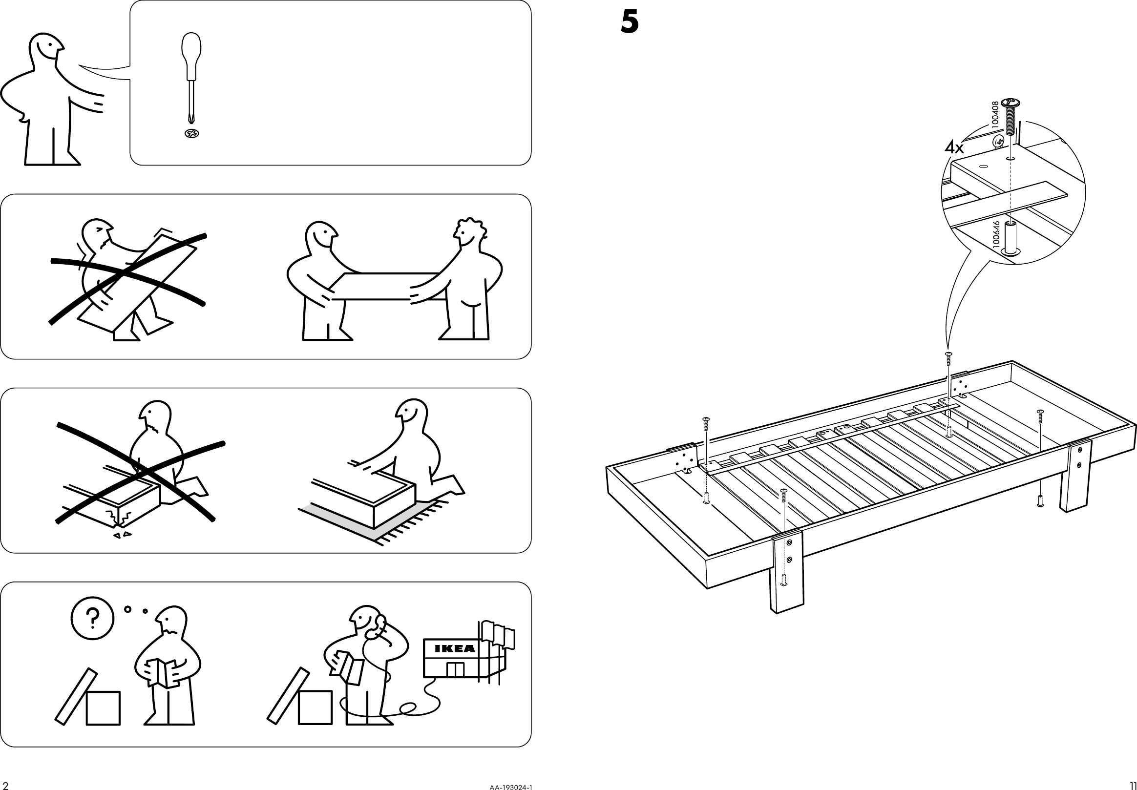 Page 2 of 6 - Ikea Ikea-Vikare-Extendable-Bed-Frame-Assembly-Instruction