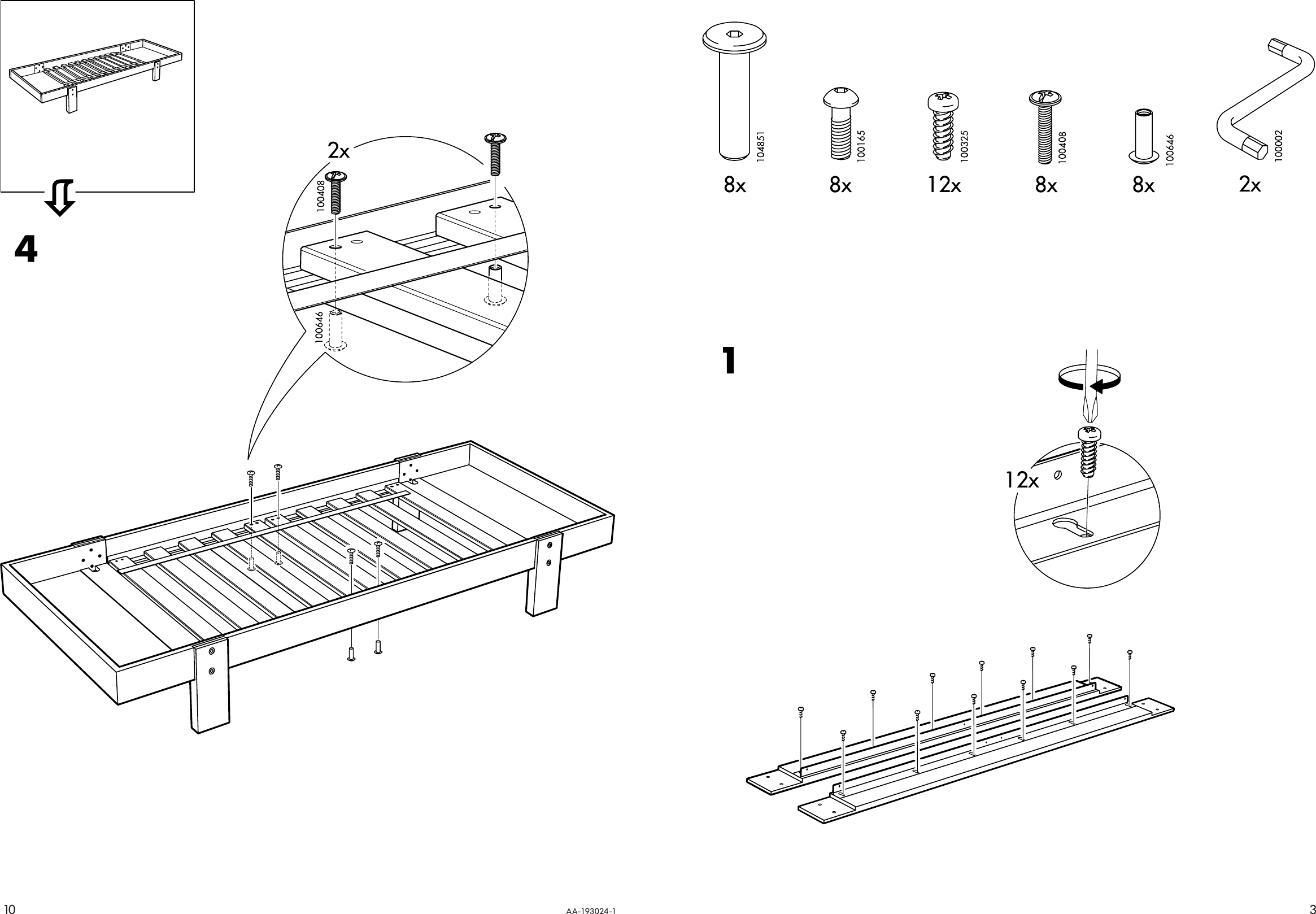 Page 3 of 6 - Ikea Ikea-Vikare-Extendable-Bed-Frame-Assembly-Instruction