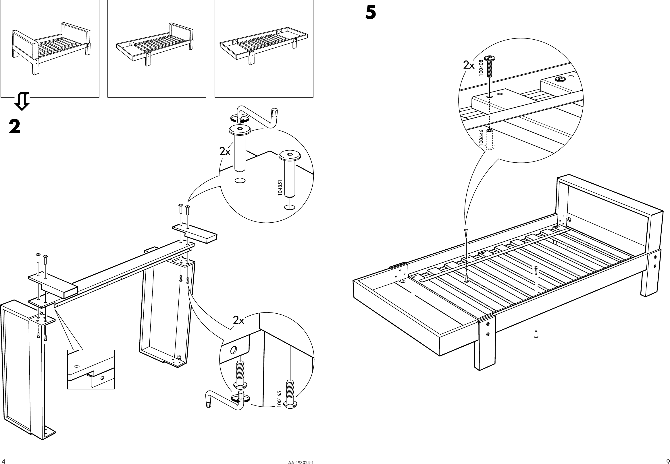 Page 4 of 6 - Ikea Ikea-Vikare-Extendable-Bed-Frame-Assembly-Instruction