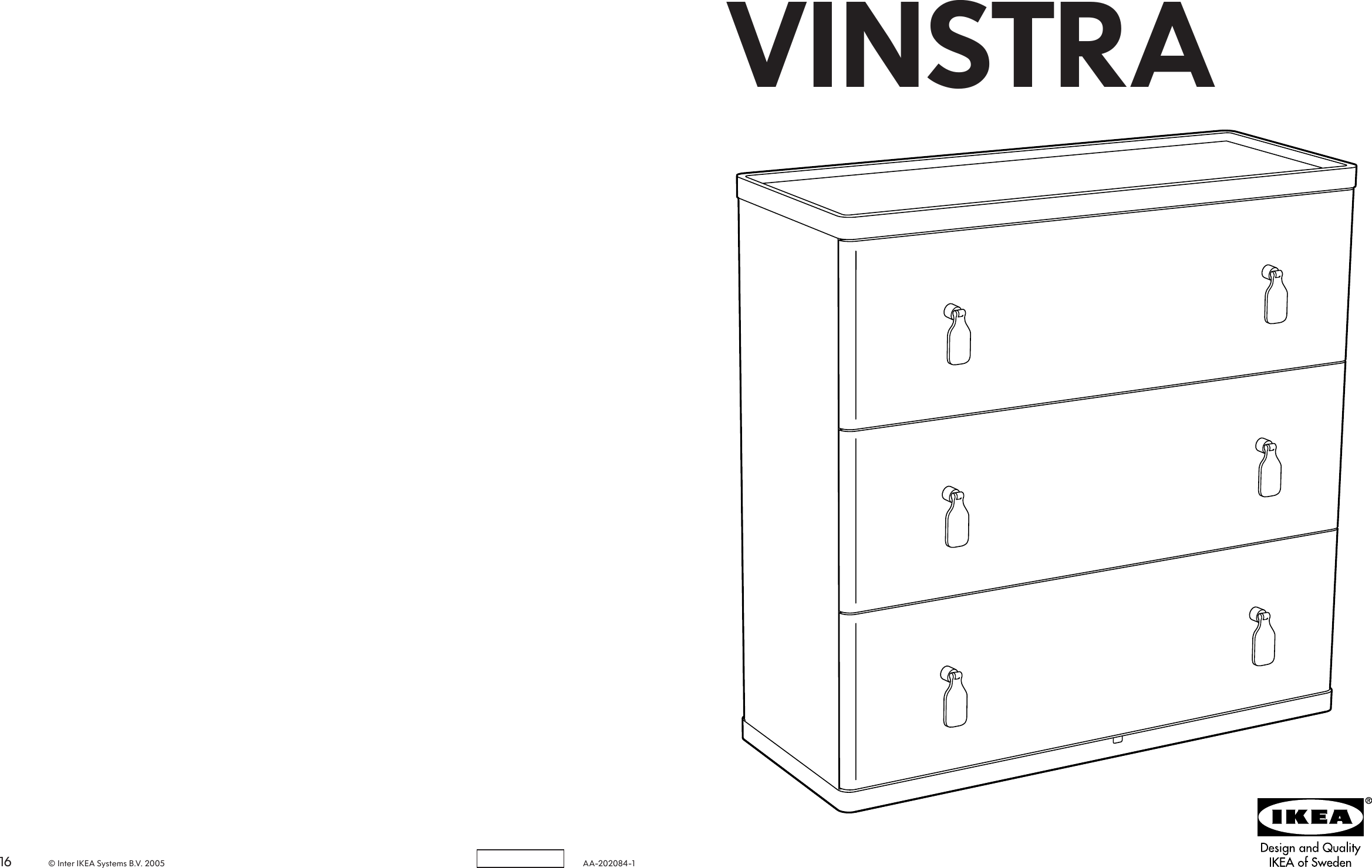 Page 1 of 8 - Ikea Ikea-Vinstra-Chest-W-3Drawers-39X39-Assembly-Instruction