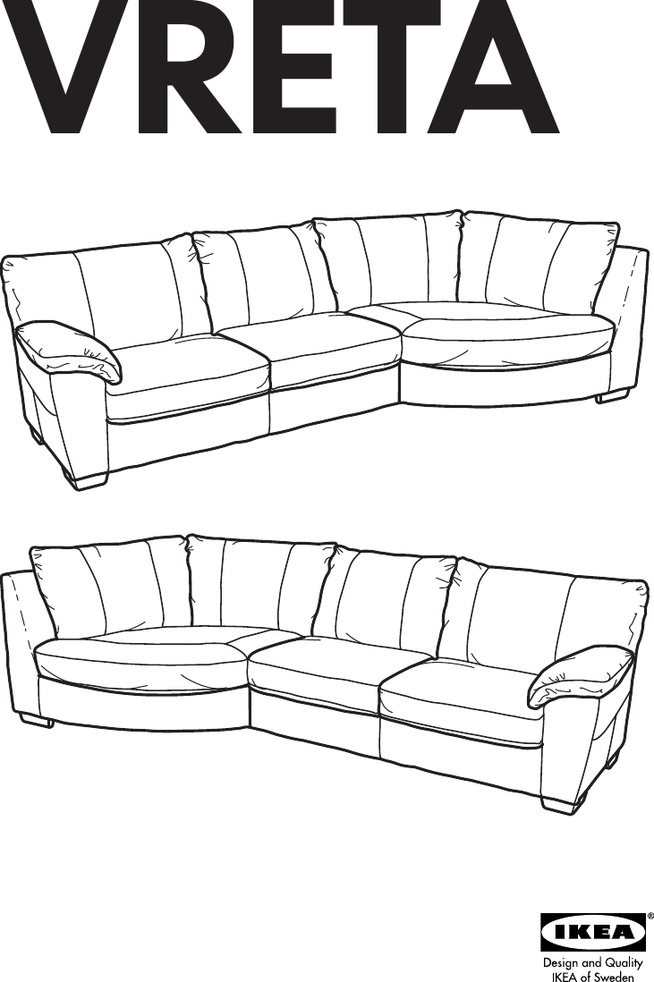 Page 1 of 8 - Ikea Ikea-Vreta-Corner-Sofa-W-Arm-Right-Assembly-Instruction