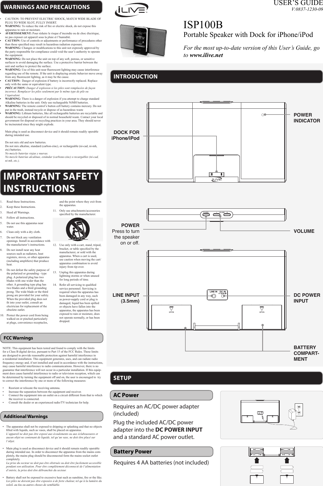 Page 1 of 2 - Ilive Ilive-Isp100B-Users-Manual-  Ilive-isp100b-users-manual