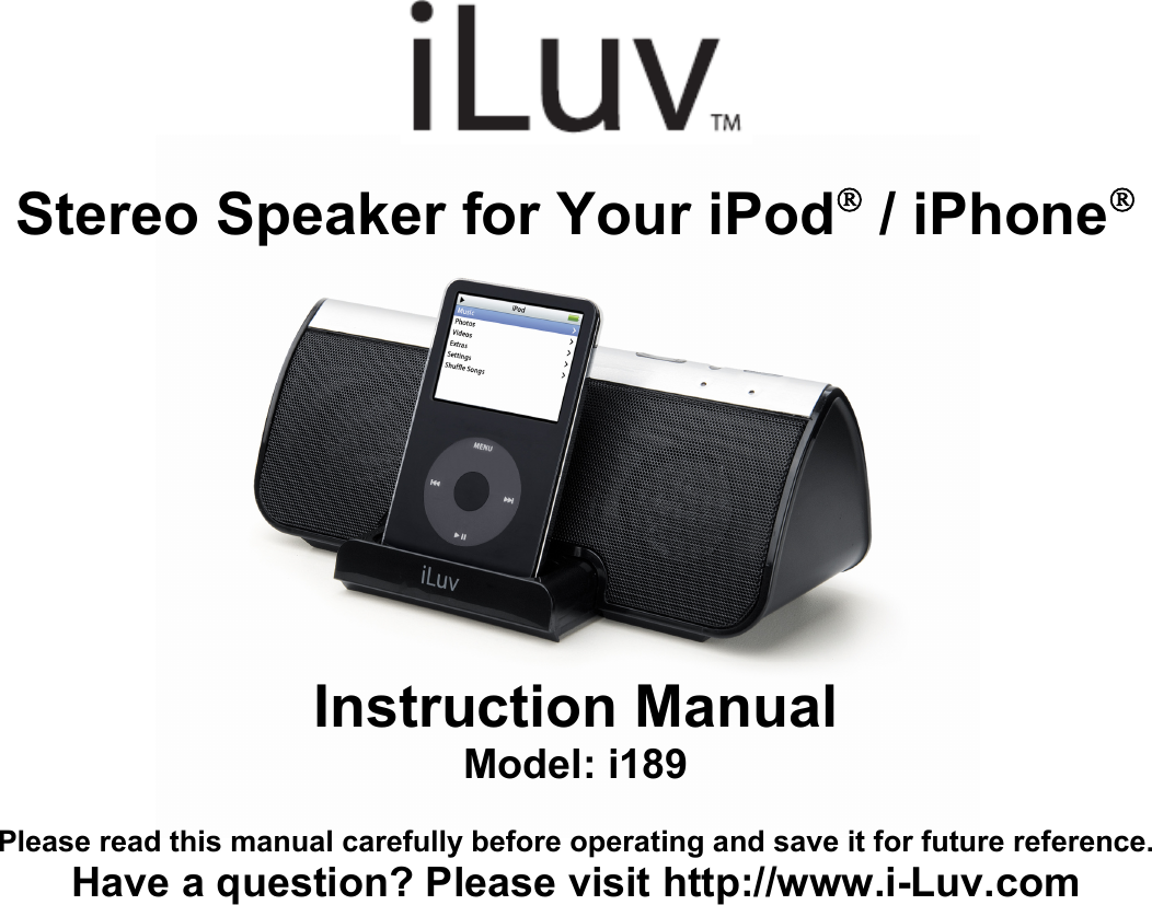 Iluv I189 Users Manual I189_V10M10_IM_EN_06042007