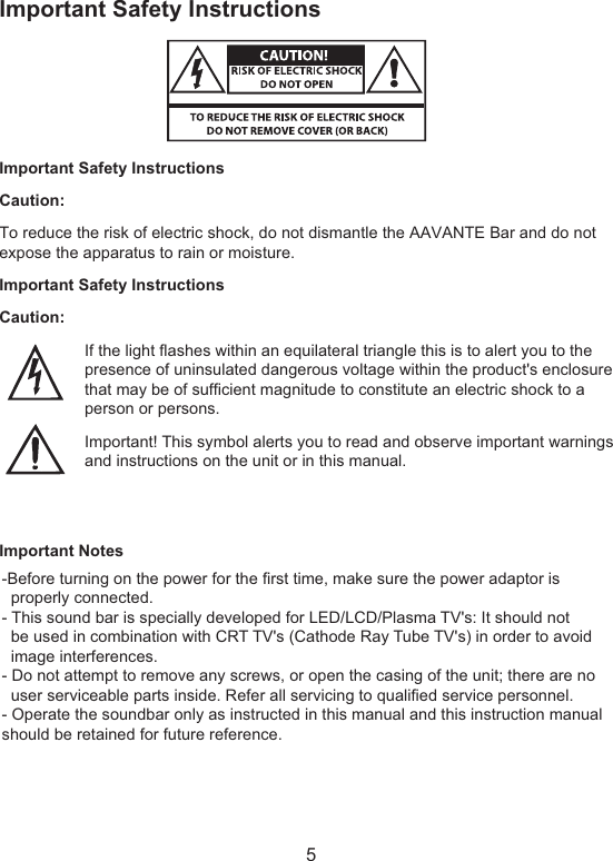 boat aavante soundbar manual