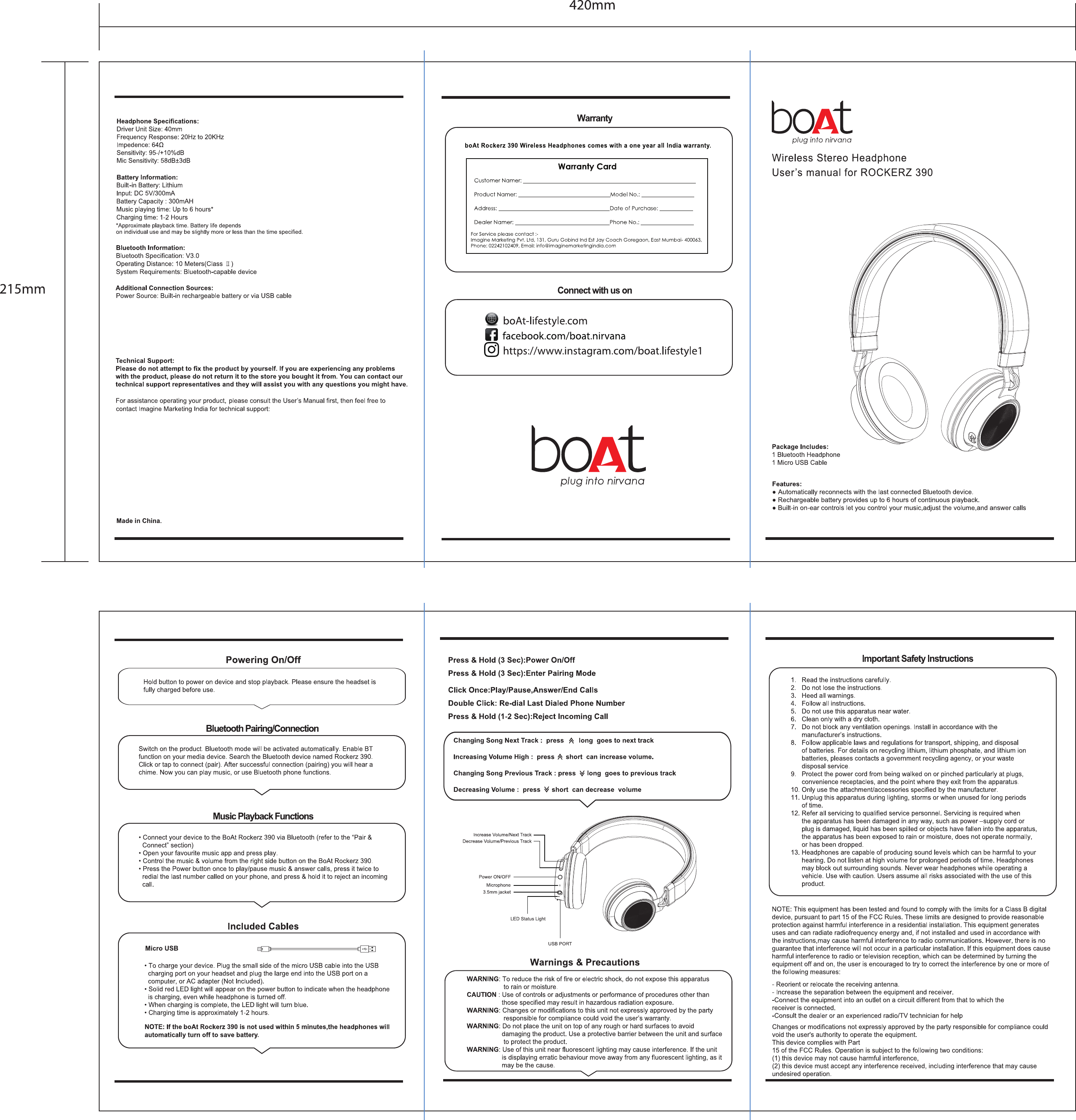 Imagine Pvt ROCKERZ390 Bluetooth Headphone User Manual manual 1 1