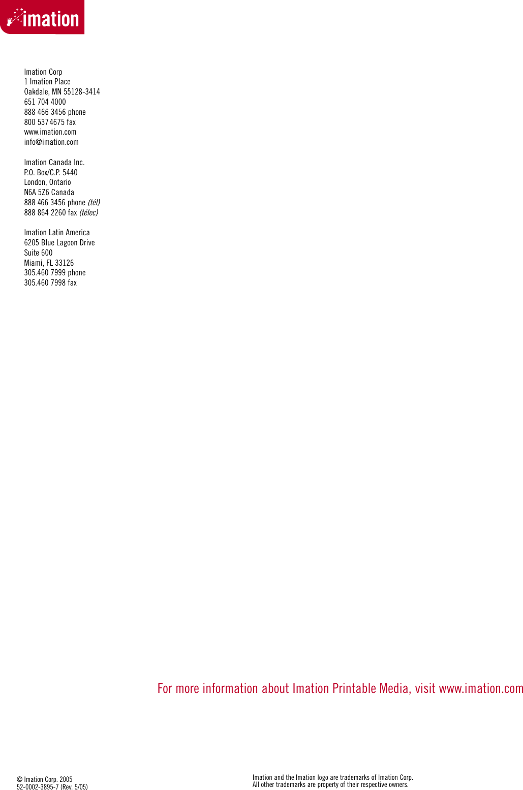 Page 4 of 4 - Imation Imation-Cd-R-Dvd-R-Dvdr-Users-Manual- 52-0002-3895-7 Imation-cd-r-dvd-r-dvdr-users-manual