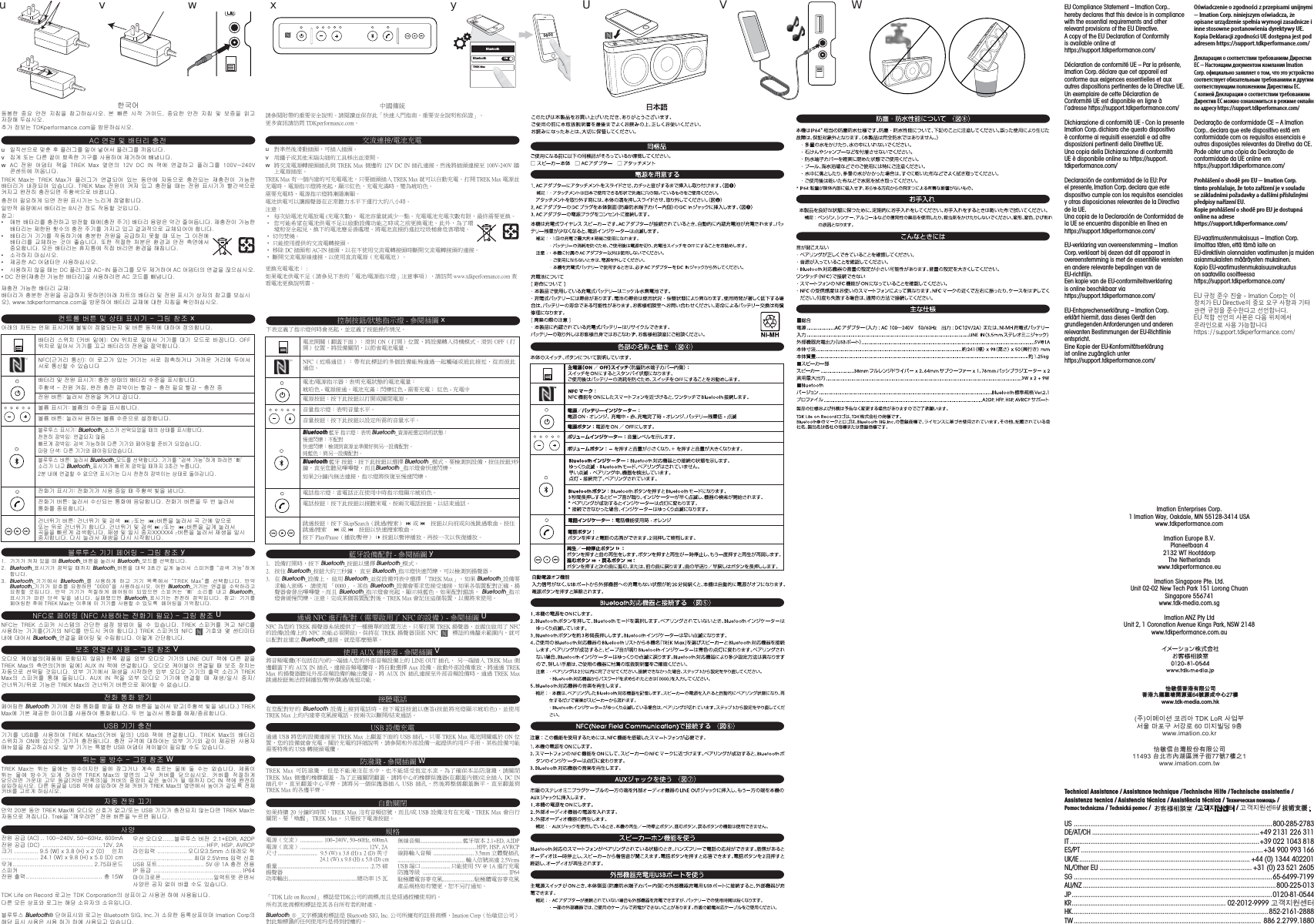 Technical Assistance / Assistance technique / Technische Hilfe / Technische assistentie /Assistenza tecnica / Asistencia técnica / Assistência técnica / Техническая помощь / Pomoc techniczna / Technická pomoc /   /隕闒덵낅꫱뫥/隕闒덵낅꫱뫥/㔏嫢㞾㚃᧶US ...........................................................................................................800-285-2783 DE/AT/CH ..........................................................................................+49 2131 226 311IT ......................................................................................................+39 022 1043 818ES/PT .................................................................................................. +34 900 993 166UK/IE ............................................................................................ +44 (0) 1344 402201NL/Other EU .................................................................................. +31 (0) 23 521 2605SG ...........................................................................................................65-6499-7199AU/NZ ........................................................................................................800-225-013JP ............................................................................................................ 0120-81-0544KR ................................................................................... 02-2012-9999隕闒덵낅꫱뫥HK ..........................................................................................................852-2161-2888TW ..................................................................................................... 886 2.2799.1880Imation Enterprises Corp.1 Imation Way, Oakdale, MN 55128-3414 USA www.tdkperformance.comImation Europe B.V.Planeetbaan 42132 WT HoofddorpThe Netherlandswww.tdkperformance.euImation Singapore Pte. Ltd.Unit 02-02 New Tech Park 151 Lorong ChuanSingapore 556741www.tdk-media.com.sgImation ANZ Pty LtdUnit 2, 1 Coronation Avenue Kings Park, NSW 2148www.tdkperformance.com.au늱넩ꐉ넩ꬍ뤉ꍡ껹7&apos;./R5ꩡ꽺ꜵ꫑끭ꍽ붡霡꫑闊ꈑꖭ덵ꠁ點럪ZZZLPDWLRQFRNU㊰㟞≰♿䋲匰↌㦘棟⏻⚇♿▦ゑ⏶䃥●㿁⷟嫦壮㲢⃚ZZZLPDWLRQFRPWZ㊰㟞≰氨䂾㦘棟⏻⚇氨䂾⃬爜屏⫧栚䄟拢壮䄟㒟₼㉒㲢ZZZWGNPHGLDFRPKNEU Compliance Statement – Imation Corp.. hereby declares that this device is in compliance with the essential requirements and other relevant provisions of the EU Directive.A copy of the EU Declaration of Conformity  is available online at  https://support.tdkperformance.com/Déclaration de conformité UE – Par la présente, Imation Corp. déclare que cet appareil est conforme aux exigences essentielles et aux autres dispositions pertinentes de la Directive UE.Un exemplaire de cette Déclaration de Conformité UE est disponible en ligne à l’adresse https://support.tdkperformance.com/Dichiarazione di conformità UE - Con la presente Imation Corp. dichiara che questo dispositivo è conforme ai requisiti essenziali e ad altre disposizioni pertinenti della Direttiva UE.Una copia della Dichiarazione di conformità UE è disponibile online su https://support.tdkperformance.com/Declaración de conformidad de la EU: Por el presente, Imation Corp. declara que este dispositivo cumple con los requisitos esenciales y otras disposiciones relevantes de la Directiva de la UE.Una copia de la Declaración de Conformidad de la UE se encuentra disponible en línea en https://support.tdkperformance.com/EU-verklaring van overeenstemming – Imation Corp. verklaart bij dezen dat dit apparaat in overeenstemming is met de essentiële vereisten en andere relevante bepalingen van de  EU-richtlijn.Een kopie van de EU-conformiteitsverklaring  is online beschikbaar via  https://support.tdkperformance.com/EU-Entsprechenserklärung – Imation Corp. erklärt hiermit, dass dieses Gerät den grundlegenden Anforderungen und anderen relevanten Bestimmungen der EU-Richtlinie entspricht.Eine Kopie der EU-Konformitätserklärung  ist online zugänglich unter  https://support.tdkperformance.com/Oświadczenie o zgodności z przepisami unijnymi – Imation Corp. niniejszym oświadcza, że opisane urządzenie spełnia wymogi zasadnicze i inne stosowne postanowienia dyrektywy UE.Kopia Deklaracji zgodności UE dostępna jest pod adresem https://support.tdkperformance.com/Декларация о соответствии требованиям Директив ЕС – Настоящим документом компания Imation Corp. официально заявляет о том, что это устройство соответствует обязательным требованиям и другим соответствующим положениям Директивы ЕС.С копией Декларации о соответствии требованиям Директив ЕС можно ознакомиться в режиме онлайн по адресу https://support.tdkperformance.com/Declaração de conformidade CE – A Imation Corp.. declara que este dispositivo está em conformidade com os requisitos essenciais e outras disposições relevantes da Diretiva da CE.Pode obter uma cópia da Declaração de conformidade da UE online em  https://support.tdkperformance.com/Prohlášení o shodě pro EU – Imation Corp. tímto prohlašuje, že toto zařízení je v souladu se základními požadavky a dalšími příslušnými předpisy nařízení EU.Kopie prohlášení o shodě pro EU je dostupná online na adrese  https://support.tdkperformance.com/EU-vaatimustenmukaisuus – Imation Corp. ilmoittaa täten, että tämä laite on  EU-direktiivin olennaisten vaatimusten ja muiden asianmukaisten määräysten mukainen.Kopio EU-vaatimustenmukaisuusvakuutus  on saatavilla osoitteessa  https://support.tdkperformance.com/-=૬ႜა༘ჰ༜1UI\QWV+WZX௴ၦၿᆳਜ਼-=,QZMK\Q^Mၡთဠဠૐຫጃ઴ૺረશഏ૬ႜၕა༘ዽఋધ໓࿎ጁఁఋ-=႕ጁ໓࿎ၡຫมၔఋၗ၁ᆳ࿝໏࿾ೡၨၒചຫဧਜ਼௻ጁఁఋP\\X[&quot;[]XXWZ\\LSXMZNWZUIVKMKWUuvwx yTMTREK MaxONBluetoothBluetooth ON0-0-0-0U V W䚐ạ㛨┍⸽䚐G 㩅㟈G 㙼㤸G 㫴㾜㡸G 㵬Ḕ䚌㐡㐐㝘UG ⸬G ⾔⪬G 㐐㣅G ᴴ㢨☐SG 㩅㟈䚐G 㙼㤸G 㫴㾜G ⵃG ⸨㫑㡸G 㢱ḔG㤴㣙䚨G▄㐡㐐㝘U㻈ᴴG㥉⸨⏈G{krU㡸Gⵝⱬ䚌㐡㐐㝘Uu 㢰㫵㉔㡰⦐G⬒㻌G䟸G䙀⤠Ἤ⪰Gⴴ㛨G≗㛨㉐G䙀⤠Ἤ⪰G↰㟵⏼␘UvG 㬅᷀G❄⏈G␘⪬G↑㢨Gヤ㦥䚐GὤẠ⪰G㇠㟝䚌㜠G㥐ᶤ䚌㜠G⾰⇹⏼␘Uw hjG 㤸㠄G 㛨⑅䉤G 㣡㡸G {ylrG tG 㜺⮨㢌G XY}G kjG puG 㣡㜄G 㜤ᷤ䚌ḔG 䙀⤠Ἤ⪰G XWW}¥Y[W}G䂌㉰䏬㜄G↰㟵⏼␘U{ylrG t⏈G {ylrG tᴴG 䙀⤠ἬᴴG 㜤ᷤ╌㛨G 㢼⏈G ┍㙼㜄G 㣄┍㡰⦐G 㻝㤸╌⏈G 㣠㻝㤸㢨G ᴴ⏙䚐Gⵤ䉤⫠ᴴG⇨㣙╌㛨G㢼㏩⏼␘UG {ylrGtG㤸㠄㢨G 䁐㥬G㢼ḔG㻝㤸╔G ⚀⏈G㤸㠄G䖐㐐ὤᴴG ⾜ᴸㇽ㡰⦐G䁐㫴ḔG㝸㤸䢼G㻝㤸╌⮨G㨰䞝ㇽ㡰⦐Gⵈ⅑⏼␘U㻝㤸㢨G䙸㟈䚌᷀G╌⮨G㤸㠄G䖐㐐ὤ⏈G⏄⫠᷀G㥄⮬䚝⏼␘U㢰ⵌ㤵G㢀⣽㜄㉐Gⵤ䉤⫠⏈G_㐐ᴸG㥉⓸G㣅┍䚔Gᶷ㢹⏼␘U㵬ḔaGˍG ⬘ⶼGⵤ䉤⫠⪰G㻝㤸䚌ḔGⵝ㤸䚔G⚀㜄O㻝㤸G㨰ὤPGⵤ䉤⫠G㟝⣽㡴G㚱ᴸG㨸㛨☡⏼␘UG㣠㻝㤸㢨Gᴴ⏙䚐Gⵤ䉤⫠⏈G㥐䚐═G䟓㍌㢌G㻝㤸G㨰ὤ⪰Gᴴ㫴ḔG㢼ḔGᷤḰ㤵㡰⦐GẄ㷨╌㛨㚰G䚝⏼␘UˍGG ⵤ䉤⫠ᴴGὤὤ⪰G㣅┍䚌ὤ㜄G㻝⺸䚐G㤸㠄㡸G ḩἽ䚌㫴G⯯䚔G⚀G ❄⏈GἬG㢨㤸㜄Gⵤ䉤⫠⪰GẄ㷨䚌⏈Gᶷ㢨G 㦿㏩⏼␘UG❄䚐G㤵㤼䚐G 㷌⺸㡴G䞌ᷱḰG㙼㤸G 㽕⮨㜄㉐G㩅㟈䚝⏼␘UG⯜☔Gⵤ䉤⫠⏈G䡨㫴䋩㜄G㫵㥅Gⶸ⫠⮨G䞌ᷱ㡸G䚨㾝⏼␘UˍGG ㋀ᴵ䚌㫴G⫼㐡㐐㝘UˍGG 㥐ḩ䚐GhjG㛨⑅䉤⬀G㇠㟝䚌㐡㐐㝘UˍGG ㇠㟝䚌㫴G㙾㡸G⚀⏈GkjG䙀⤠Ἤ㝴GhjTpuG䙀⤠Ἤ⪰G⯜▄G㥐ᶤ䚌㜠GhjG㛨⑅䉤㢌G㜤ᷤ㡸Gⅾ㡰㐡㐐㝘UˍGkjG㤸㠄O㣠㻝㤸Gᴴ⏙䚐Gⵤ䉤⫠P㡸G㇠㟝䚌⥘⮨GhjG䂈☐⪰G⾰⇹⏼␘UG㣠㻝㤸Gᴴ⏙䚐Gⵤ䉤⫠GẄ㷨aGGⵤ䉤⫠ᴴG㻝⺸䚐G㤸㠄㡸GḩἽ䚌㫴G⯯䚌⮨O㙸⣌G㵜䏬㢌Gⵤ䉤⫠GⵃG㤸㠄G䖐㐐ὤGㇵ㣄㢌G㵬Ḕ⪰G⸨㐡㐐㝘PSGUU㡸Gⵝⱬ䚌㜠Gⵤ䉤⫠GẄ㷨㜄G␴䚐G㫴㾜㡸G䞉㢬䚌㐡㐐㝘UhjG㜤ᷤGⵃGⵤ䉤⫠G㻝㤸㙸⣌㢌G㵜䏬⏈G㛬㥐G䖐㐐ὤ㜄G⺼⾏㢨G㥄⮬╌⏈㫴GⵃGⶸ䏰G┍㣅㜄G␴䚌㜠G㥉㢌䚝⏼␘U䀜䏬⦘Gⶸ䏰GⵃGㇵ䈐G䖐㐐ὤGTGἬ⫰G㵬㦤Gxⵤ䉤⫠GⵃG㤸㠄G䖐㐐ὤaG㻝㤸Gㇵ䈐㢌Gⵤ䉤⫠G㍌㨴㡸G䖐㐐䚝⏼␘U㨰䞝ㇽGTG㤸㠄G䁐㬄SG㝸㤸G㻝㤸Gᾐⵉ㢨⏈G⾜ᵉGTG㻝㤸G䙸㟈G⾜ᵉGTG㻝㤸G㩅㤸㠄Gⶸ䏰aG⍀⤠㉐G㤸㠄㡸G䁐ᶤ⇌G↉⏼␘U⸰⪜Gⶸ䏰aG⍀⤠㉐G㠄䚌⏈G⸰⪜G㍌㨴㡰⦐G㉘㥉䚝⏼␘U⸰⪜G䖐㐐ὤaG⸰⪜㢌G㍌㨴㡸G䖐㐐䚝⏼␘U⽈⨜䍠㏘Gⶸ䏰aG⍀⤠㉐GBluetooth⯜☐⪰G㉔䈑䚝⏼␘UGὤὤ⪰GˈᶴㇽGᴴ⏙ˉ䚌᷀G䚌⥘⮨G˄㇄˅G㋀⫠ᴴG⇌ḔGBluetooth䖐㐐ὤᴴG⾔⪨᷀Gᾐⵉ㢰G⚀ᾀ㫴GZ㸼ᴸG⌸⪹⏼␘UY⺸G⇨㜄G㜤ᷤ䚔G㍌G㛺㡰⮨G䖐㐐ὤ⏈G␘㐐G㷐㷐䢼Gᾐⵉ㢨⏈Gㇵ䈐⦐G─㙸ᵅ⏼␘U⽈⨜䍠㏘G䖐㐐ὤaGBluetooth㋀㏘ᴴG㉔䈑╌㛼㡸G⚀㢌Gㇵ䈐⪰G䖐㐐䚝⏼␘U㷐㷐䢼Gᾐⵉ㢸aG㜤ᷤ╌㫴G㙾㢀⾔⪨᷀Gᾐⵉ㢸aGᶴㇽGᴴ⏙䚌⮤G␘⪬Gὤὤ㝴G䓌㛨⫵䚔G㨴⽸ᴴG╌㛼㏩⏼␘U䑀⣅G␜ㇽaG␘⪬Gὤὤ㝴G䓌㢨⫵╌㛼㏩⏼␘U㤸䞈ὤGⶸ䏰aG⍀⤠㉐G㍌㐔╌⏈G䋩䞈㜄G㢅␩䚝⏼␘UG㤸䞈ὤGⶸ䏰㡸G▄GⶼG⍀⤠㉐G䋩䞈⪰G㦹⨀䚝⏼␘UG㤸䞈ὤG䖐㐐ὤaG㤸䞈ὤᴴG㇠㟝G㩅㢰G⚀G㨰䞝ㇽG⾏㡸G⇹⏼␘UGᶨ∼⠤ὤGⶸ䏰aGᶨ∼⠤ὤGⵃGᶴㇽGG ٜ❄⏈G ٜⶸ䏰㡸G⍀⤠㉐GḕGᴸ㜄G㚒㡰⦐G❄⏈G◘⦐Gᶨ∼⠤ὤG䚝⏼␘UGᶨ∼⠤ὤGⵃGᶴㇽG ٜ❄⏈G ٜⶸ䏰㡸GὬ᷀G⍀⤠㉐Gḕ☘㡸G⾔⪨᷀Gᶴㇽ䚝⏼␘UG㣠㈑GⵃG㢰㐐G㩅㫴[Gٜⶸ䏰㡸G⍀⤠㉐G㣠㈑㡸G㢰㐐G㩅㫴䚝⏼␘UG␘㐐G⍀⤠㉐G㣠㈑㡸G␘㐐G㐐㣅䚝⏼␘UXUG ὤὤᴴG䁐㥬G㢼㡸G⚀GBluetoothⶸ䏰㡸G⍀⤠㉐GBluetooth⯜☐⪰G㉔䈑䚝⏼␘UYUGGBluetooth䖐㐐ὤᴴGᾐⵉ㢰G⚀ᾀ㫴GBluetoothⶸ䏰㡸G␴⣩GZ㸼ᴸGὬ᷀G⍀⤠㉐G㏘䙰䀘⪰GˈᶴㇽG ᴴ⏙ˉ䚌᷀G䚝⏼␘UZUGGBluetoothὤὤ㜄㉐GBluetooth⪰G ㇠㟝䚌᷀G 䚌ḔG ὤὤG ⯝⦑㜄㉐G ˈ{ylrG tˉ⪰G ㉔䈑䚝⏼␘UG ⬀㚱GBluetoothὤὤᴴG 㚈䝬⪰G 㟈㷡䚌⮨G ˈWWWWˉ㡸G ㇠㟝䚌㐡㐐㝘UG 㛨⛘GBluetoothὤὤ⏈G 㜤ᷤ㡸G ㍌⢱䚌⢰ḔG㟈㷡䚔G ᶷ㢹⏼␘UG ⬀㚱G ὤὤᴴG 㤵㤼䚌᷀G 䓌㛨⫵㢨G ╌㛼㡰⮨G ㏘䙰䀘⏈G ˄㇄˅G ㋀⫠⪰G ⇨ḔGBluetooth䖐㐐ὤᴴG 䑀⢴G ␜ㇽG ⾏㡸G ⇹⏼␘UG 㐘䑜䚼㡰⮨GBluetooth䖐㐐ὤ⏈G 㷐㷐䢼G ᾐⵉ㢹⏼␘UG 㵬ḔaG ὤὤ⪰G䓌㛨⫵䚐G䟸㜄G{ylrGt⏈G㢨䟸㜄G㢨Gὤὤ⪰G㇠㟝䚔G㍌G㢼⓸⦑GG䓌㛨⫵㡸Gὤ㛩䚝⏼␘U⽈⨜䍠㏘GὤὤG䓌㛨⫵GTGἬ⫰G㵬㦤Gy㝘♈㝘G 䀴㢨⽈㢌O㥐䖼㜄G 䔠䚜╌㫴G 㙾㢀PG 䚐㯱G ↑㡸G 㞬⺴G 㝘♈㝘G ὤὤ㢌G spulG v|{G 㣡㜄G ␘⪬G ↑㡸G{ylrGt㢌G㽕⮨㢌O䀘ⶸGⵅ㜄PG h|G puG 㣡㜄G㜤ᷤ䚝⏼␘UG㝘♈㝘G䀴㢨⽈㢨G 㜤ᷤ╔G ⚀G ⸨㦤G㣙㾌⏈G㣄┍㡰⦐G㉔䈑╔Gᶷ㢹⏼␘UG㞬⺴Gὤὤ㜄㉐G 㣠㈑㡸G 㐐㣅䚌⮨G 㞬⺴G㝘♈㝘Gὤὤ㢌G㻐⥙G ㋀⫠ᴴG {ylrGt㢌G ㏘䙰䀘⪰G 䋩䚨G ☘⫱⏼␘UG h|G puG 㣡㡸G 㞬⺴G 㝘♈㝘G ὤὤ㜄G 㜤ᷤ䚔G ⚀G 㣠㈑V㢰㐐G 㩅㫴Vᶨ∼⠤ὤV◘⦐Gὤ⏙㡴G{ylrGt㢌Gᶨ∼⠤ὤGⶸ䏰㡰⦐G㥐㛨䚔G㍌G㛺㏩⏼␘U⸨㦤G㜤ᷤ㉔G㇠㟝GTGἬ⫰G㵬㦤GVumj⏈G {ylrG ㏘䙰䀘G 㐐㏘䊐㢌G ᴸ␜䚐G ㉘㥉G ⵝⷉ㢨G ╔G ㍌G 㢼㏩⏼␘UG {ylrG ㏘䙰䀘⪰G 䁐ḔG umj⪰G㇠㟝䚌⏈Gὤὤ⪰Oὤὤ㢌Gumj⪰G ⵌ☐㐐G 䁐㚰G䚝⏼␘UPG{ylrG ㏘䙰䀘㢌G umjG  ὤ䝬㝴G⮻G㉰䐤⴬䉤G⇨㜄G␴㛨㉐GBluetooth㜤ᷤ㡸G䓌㛨⫵GⵃG㍌⫱䚝⏼␘UG㢨⤻᷀Gᴸ␜䚝⏼␘UGumj⦐G䓌㛨⫵GOumjG㇠㟝䚌⏈G㤸䞈ὤG䙸㟈PGTGἬ⫰G㵬㦤GU{ylrG t⏈G 䎴⏈G Ɒ㜄⏈G ⵝ㍌㢨㫴⬀G Ɒ㜄G 㣔Ἤᶤ⇌G ᷸㋁G 䢄⪨⏈G Ɒ㜄G ▌G ㍌⏈G 㛺㏩⏼␘UG 㥐䖼㢨G䎴⏈G Ɒ㜄G ⵝ㍌ᴴG ╌᷀G 䚌⥘⮨G {ylrG t㢌G 㜺⮨㢌G ḔⱨG 䀘ⶸ⪰G ␟㡰㐡㐐㝘UG 䀘ⶸ⪰G 㤵㤼䚌᷀G␟㡰⥘⮨G ᴴ㟨⒤G ḔⱨG ┍ἴO䀘ⶸG 㙼㯱㢌P㡸G 䀘ⶸ㢌G 㩅㚍㢨G ᵍ㡴G ⋆㢨ᴴG ╔G ⚀ᾀ㫴G kjG puG 㣡㜄G 㝸㤸䢼Gㇱ㢹䚌㐡㐐㝘UG␘⪬G┍ἴ㡸G|ziG㣡㜄Gㇱ㢹䚌㜠G㤸㷨G䀘ⶸᴴG{ylrGt㢌G㜺⮨㜄㉐G⋆㢨ᴴGᵍ⓸⦑G㤸㷨G䀘ⶸ⪰GḔ⪨᷀G䚌㐡㐐㝘U䎴⏈GⱰGⵝ㍌GTGἬ⫰G㵬㦤GW⬀㚱GYW⺸G┍㙼G{ylrGt㜄G㝘♈㝘G㐔䝬ᴴG㛺ḔV❄⏈G|ziGὤὤᴴG㻝㤸╌㫴G㙾⏈␘⮨G{ylrGt⏈G㣄┍㡰⦐G῰㬅⏼␘UG{㡸Gˈᾜ㟤⥘⮨ˉG㤸㠄Gⶸ䏰㡸G⌸⪨⮨G╝⏼␘U㣄┍G㤸㠄Gⅸὤ䓌㛨⫵䚐GBluetoothGὤὤ㜄G㤸䞈G䋩䞈⪰Gⵏ㡸G⚀G㤸䞈Gⶸ䏰㡸G⍀⤠㉐GⵏḔO㨰䞝ㇽG⾏㡸G⇹⏼␘UPG{ylrGt㜄Gὤ⸬G㥐ḩ䚐G⫼㢨䆠⪰G㇠㟝䚌㜠G䋩䞈䚝⏼␘UG▄GⶼG⍀⤠㉐G䋩䞈⪰G䚨㥐V㦹⨀䚝⏼␘U㤸䞈G䋩䞈Gⵏὤὤὤ⪰G |zi⪰G ㇠㟝䚌㜠G {ylrG t㢌O䀘ⶸG ⵅ㢌PG |ziG 㣡㜄G 㜤ᷤ䚝⏼␘UG {ylrG t㢌G ⵤ䉤⫠G㏘㠸㾌ᴴG vu㜄G 㢼㡰⮨G ὤὤᴴG 㻝㤸╝⏼␘UG 㻝㤸G ἐᷝ㜄G ␴䚌㜠⏈G 㞬⺴G ὤὤ㝴G ᵍ㢨G 㥐ḩ═G ㇠㟝㣄G⬘⎨㛰㡸G㵬Ḕ䚌㐡㐐㝘UG㢰⺴Gὤὤ⏈G䏭ⷸ䚐G|ziG㛨⑅䉤G䀴㢨⽈㢨G䙸㟈䚔G㍌⓸G㢼㏩⏼␘U|ziGὤὤG㻝㤸G㇠㛅㤸㠄GḩἽGOhjPGUU XWW¥Y[W}SG\W¥]Wo¡SG]WWh㤸㠄GḩἽGOkjPGGUUUUUUUUUUUUUUUUUUUUUUUUUUUUUUUUXY}SGYhGGGGGGGGG䆠ὤGGUUUUUUUUUUUUU `U\GO~PGGZU_GOoPGGYGOkPGGGG㢬㾌GUUUUUUUUUUUUUUUUUUUU Y[UXGO~PGG`U_GOoPGG\UWGOkPGⱨ᷀UGUUUUUUUUUUUUUUUUUUUUUUUUUUUUUUUUUUUUUUUUUU YU^\䑀㟨☐GGGGGGGGGGGGGGGGGGGGGGGGGGGGGGGGGGGGGGGGGGGGGGGGGGGGGGGGGGGGGGGGGGGGGGGGGGGGGGGGGGGGGGGG㏘䙰䀘 GGGGGGGGGGGGGGGGGGGGGGGGGGGGGGGGGGGGGGGGGGGGGGGGGGGGGGGGGGGGGGGGGGGGGGGGGGGGGGGGG㤸㠄G㻐⥙GUUUUUUUUUUUUUUUUUUUUUUUUUUUUUUUUUUUUUUUUU 㹑GX\~ⱨ㉔G㝘♈㝘GUUUUUU⽈⨜䍠㏘Gⶸ㤸GGYUXRlkySGhYkwUUUUUUUUUUUUUUUUUUUUUUUUUUUUUUUUUUUUUUU omwSGozwSGh}yjw⢰㢬㢹⥙GGUUUUUUUUUUUUUUUU 㝘♈㝘ZU\G㏘䊀⤼㝘G㣡GUUUUUUUUUUUUUUUUUUUUUUUUUUUUUUUU 㺐␴GYU\}G㢹⥙G㐔䝬GGGGGGGGGGGGGG|ziG䔠䏬UUUUUUUUUUUUUUUUUUUUUUUUU \}GgGXhG㻝㤸G㤸㟝pwG☥ἽGGUUUUUUUUUUUUUUUUUUUUUUUUUUUUUUUUUUUUUUUUUUUUUUU pw][⫼㢨䆠⦐䔤GUUUUUUUUUUUUUUUUUUUUUUUUUUUU㢰⤽䏬⥏G䂌⒨㉐㇠㛅㡴Gḩ㫴G㛺㢨GⵈⅈG㍌⓸G㢼㏩⏼␘U{krGsGGyG⦐Ḕ⏈G{krGj㢌Gㇵ䖐㢨ḔG㇠㟝ỀG䚌㜄G㇠㟝╝⏼␘U␘⪬G⯜☔Gㇵ䖐㝴G⦐Ἤ⏈G䚨␭G㋀㡔㣄㢌G㋀㡔㢹⏼␘U⽈⨜䍠㏘GBluetooth´G␜㛨䖐㐐㝴G⦐Ḕ⏈GiGzpnSGpUᴴG㋀㡔䚐G☥⦑ㇵ䖐㢨⮤GpGj㢌G䚨␭G䖐㐐G㇠㟝㡴G㇠㟝G䛼ᴴG䚌㜄G㇠㟝╌ḔG㢼㏩⏼␘Uⵤ䉤⫠G ㏘㠸㾌G O䀘ⶸG ⵅ㜄PaG vuG 㠸㾌⦐G ⴴ㛨㉐G ὤὤ⪰G ␴ὤG ⯜☐⦐G ⵈ⃽⏼␘UG vmmG㠸㾌⦐Gⴴ㛨㉐Gὤὤ⪰GⅸḔGⵤ䉤⫠㢌G㤸㠄㡸G㤼㚱䚝⏼␘UumjOἰᶤ⫠G 䋩㐔PaG 㢨G ⦐ḔᴴG 㢼⏈G ὤὤ⏈G ㉐⦐G 㥅㸽䚌ᶤ⇌G ᴴᾀ㟨G ᶤ⫠㜄G ▄㛨㉐G㉐⦐G䋩㐔䚔G㍌G㢼㏩⏼␘{tᷕ⚳⁛䴙婳⍫教旬ⷞ䘬慵天⬱ℐ婒㖶ˤ婳教嬨᷎ᾅ⬀㬌ˬ⾓忇ℍ攨㊯⋿炻慵天⬱ℐ婒㖶␴ᾅ嫱˭ˤ㚜⣂屯妲婳姒⓷ġŕŅŌűŦųŧŰųŮŢůŤŦįŤŰŮˤuġ ⮵㸾䃞⼴㹹≽㍺柕炻⎗㍺ℍ㍺柕ˤvġ 䓐搟⫸ㆾ℞Ṿ㛓䪗⮾䳘䘬ⶍ℟䦣↢᷎㹹攳ˤwġ ⮯Ṍ㳩暣㸸廱㍍柕㍺⫼冯ġŕœņŌġŎŢŹġ “怲䘬ġĲĳŗġŅńġŊŏġ㍺⫼忋㍍炻䃞⼴⮯㍺柕忋㍍军ġ ĲııŗĮĳĵıŗġ䇮ᶲ暣㸸㍺⹏ˤŕœņŌġŎŢŹġ㚱ᶨᾳℏ⺢䘬⎗⃭暣暣㰈炻⎒天㍺柕㍺ℍġŕœņŌġŎŢŹġ⯙⎗ẍ冒≽⃭暣ˤㇻ攳ġŕœņŌġŎŢŹġ暣㸸᷎⃭暣㗪炻暣㸸㊯䣢䅰⮯Ṗ崟炻栗䣢䲭刚炻⃭暣⃭㺧㗪炻嬲䁢䏍䍨刚ˤ暨天⃭暣㗪炻暣㸸㊯䣢䅰⮯㻠晙㻠栗ˤ暣㰈ὃ暣⎗ẍ嬻㎂倚☐⛐㬋ⷠ倥≃㯜⸛ᶳ忳埴⣏䲬ℓ⮷㗪ˤ㲐シ烉ɀġ 㭷㫉䴎暣㰈⃭暣㓦暣ġĩ⃭暣㫉㔠Ī炻ġ暣㰈⭡慷⯙㷃⮹ᶨ溆ˤ⃭暣暣㰈⃭暣㫉㔠㚱旸炻㚨䳪暨天㚜㎃ˤɀġ ぐ⎗傥ⶴ㛃⛐暣㰈ὃ暣ᶵ嵛ẍ┇≽姕⁁≇傥ᷳ㗪ㆾᷳ⇵㚜㎃暣㰈ˤ㬌⢾炻䁢Ḯ䑘⠫␴⬱ℐ崟夳炻㎃ᶳ䘬暣㰈ㅱ⥍┬嗽䎮ˤ⮯暣㰈䚜㍍ㇼ忚㉱✫⛦㠞㚫⌙⭛䑘⠫ˤɀġ↯⊧䃂䅺ˤɀġ⎒傥ἧ䓐㍸ὃ䘬Ṍ㳩暣廱㍍柕ˤɀġ䦣昌ġŅńġ㍺柕␴ġłńĮŊŏġ㍺柕炻ẍ⛐ᶵἧ䓐Ṍ㳩暣廱㍍柕㗪㕟攳Ṍ㳩暣廱㍍柕䘬忋㍍ˤɀġ㕟攳Ṍ㳩暣㸸䶂忋㍍炻ẍἧ䓐䚜㳩暣㸸炷⃭暣暣㰈炸ˤ㚜㎃⃭暣暣㰈烉ġĻġ⤪㝄暣㰈ὃ暣ᶵ嵛炷婳⍫夳ᶳ堐䘬ˬ暣㰈İ暣㸸㊯䣢䅰˭㲐シḳ枭炸炻婳姒⓷ġŸŸŸįŵťŬűŦųŧŰųŮŢůŤŦįŤŰŮġ㞍䚳暣㰈㚜㎃婒㖶㚠ˤṌ㳩忋㍍İ暣㰈⃭暣ᶳ堐⭂佑Ḯ㊯䣢䅰ỽ㗪㚫Ṗ崟炻᷎⭂佑Ḯ㊱憽㑵ἄね㱩ˤ㍏⇞㊱憽İ䉨ン㊯䣢䅰ġĮġ⍫教㍺⚾ġx暣㰈İ暣㸸㊯䣢☐烉堐㖶⃭暣䉨ン䘬暣㰈暣慷烉䏍䍨刚ġĮġ暣㸸㍍忂炻暣㰈⃭㺧烊攫䆵䲭刚ġĮġ暨天⃭暣烊ġ䲭刚ġĮġ⃭暣ᷕ暣㸸㊱憽烉㊱ᶳ㬌㊱憽ẍㇻ攳ㆾ斄攱暣㸸ˤ枛慷㊱憽烉㊱ᶳ㬌㊱憽ẍ姕⭂㇨暨䘬枛慷㯜⸛ˤ枛慷㊯䣢䅰烉堐㖶枛慷㯜⸛ˤBluetoothġ啵䈁ġ㊱憽烉㊱ᶳ㬌㊱憽ẍ怠㑯ġBluetooth Š㧉⺷ˤ天㩊㷔⇘姕⁁炻㊱ỷ㊱憽Ĵ䥺揀炻䚜军ぐ倥夳▞▞倚炻侴ᶼBluetooth Š㊯䣢䅰㚫⾓忇攫䆵ˤ⤪㝄ĳ↮揀ℏ䃉㱽忋㍍炻㊯䣢䅰⮯《⽑军ㄊ忇攫䆵ˤBluetooth 啵䈁ġ㊯䣢䅰烉堐㖶ġBluetoothŠ屯㸸塓怠⭂㗪䘬䉨ン烉ㄊ忇攫䆵烉ᶵ惵⮵⾓忇攫䆵烉㩊㷔⇘屯㸸᷎㸾⁁⤥冯⎎ᶨ姕⁁惵⮵ˤ䲼啵刚烉冯⎎ᶨ姕⁁惵⮵ˤ暣娙㊱憽烉㊱ᶳ㬌㊱憽ẍ㍍倥Ἦ暣ˤ㊱ℑ㫉暣娙㊱憽炻ẍ䳸㜇忂娙ˤ暣娙㊯䣢䅰烉䔞暣娙㬋⛐ἧ䓐ᷕ㗪㊯䣢䅰栗䣢䏍䍨刚ˤ嶛忶㊱憽烉㊱ᶳġŔŬŪűİŔŦŢųŤũ炷嶛忶İ㏄䳊炸ġ ㆾ Ă㊱憽ẍ⎹⇵ㆾ⎹⼴嶛忶㫴㚚ˤ㊱ỷ嶛忶İ㏄䳊ġĂ ㆾ Ă㊱憽ẍ⾓忇㏄䳊㫴㚚ˤ㊱ᶳġőŭŢźİőŢŶŴŦ炷㑕㓦İ㙓 炸_㊱憽ẍ㙓 㑕㓦ˤℵ㊱ᶨ㫉ẍ《⽑㑕㓦ˤĲįġ 姕⁁ㇻ攳㗪炻㊱ᶳġBluetoothŠ㊱憽ẍ怠㑯ġBluetoothŠ㧉⺷ˤĳįġ ㊱ỷġBluetoothŠ㊱憽⣏䲬ᶱ䥺揀炻ġ䚜军ġBluetoothŠ㊯䣢䅰⾓忇攫䆵炻⎗ẍ㩊㷔⇘㎂倚☐ˤĴįġ ⛐ġBluetoothŠ姕⁁ᶲ炻ġ┇䓐ġBluetoothŠ᷎⽆姕⁁↿堐ᷕ怠㑯ġˬŕœņŌġŎŢŹ˭ˤ⤪㝄ġBluetoothŠ姕⁁天㯪廠ℍ⭮䡤炻ġ 婳ἧ䓐ġ ˬıııı˭ˤ㝸ṃġBluetoothŠ姕⁁㚫天㯪ぐ㍍⍿忋㍍ˤ⤪㝄⎬墅伖惵⮵㬋䡢炻㎂倚☐㚫䘤↢▞▞倚炻侴ᶼġBluetoothŠ㊯䣢䅰㚫Ṗ崟炻栗䣢䲼啵刚ˤ⤪㝄惵⮵拗婌炻ġBluetoothŠ㊯䣢䅰㚫䶑ㄊ攫䆵ˤ㲐シ烉⬴ㆸ㝸ᾳ墅伖惵⮵⼴炻ŕœņŌġŎŢŹġ㚫姀ỷ忁ᾳ墅伖炻ẍ⁁⮯Ἦἧ䓐ˤ啵䈁姕⁁惵⮵ġĮġ⍫教㍺⚾ġy⮯枛柣暣乄ĩᶵ⊭㊔⛐ℏĪ䘬ᶨ䪗㍺ℍぐ䘬⢾悐枛柣姕⁁ᶲ䘬ġōŊŏņġŐŖŕġ㍺⫼炻ġ⎎ᶨ䪗㍺ℍġ ŕœņŌġŎŢŹġ “怲侣味ᶳ䘬ġłŖřġŊŏġ ㍺⫼ˤ忋㍍枛柣暣乄㗪炻⮯冒≽怠㑯ġłŶŹġ姕⁁ˤ┇≽⢾悐姕⁁慵㓦炻⮯忂忶ġŕœņŌġŎŢŹġ 䘬㎂倚☐倥夳⢾悐枛柣姕⁁䘬廠↢倚枛ˤ⮯ġ łŖřġ Ŋŏġ ㍺⫼忋㍍军⢾悐枛柣姕⁁㗪炻忂忶ġ ŕœņŌġ ŎŢŹġ嶛忶㊱憽䃉㱽㍏⇞㑕㓦İ㙓 İ嶛忶İ⼴徨≇傥ˤἧ䓐ġłŖřġ忋㍍☐ġĮġ⍫教㍺⚾ġVŏŇńġ䁢ぐ䘬ġŕœņŌġ㎂倚☐䲣䴙㍸ὃḮᶨ䧖䯉╖䘬姕伖㕡㱽ˤ⎒天ㇻ攳ġŕœņŌġ㎂倚☐炻᷎㎉ỷ┇䓐ḮġŏŇńġ䘬姕⁁ĩ姕⁁ᶲ䘬ġ ŏŇńġ ≇傥⽭枰攳┇Ī炻ᾅ㊩⛐ġ ŕœņŌġ ㎂倚☐枪悐ġ ŏŇńġ   㧁娴䘬⸦慸䰛䭬⚵ℏ炻⯙⎗ẍ惵⮵᷎⺢䩳ġBluetoothŠ忋㍍ˤ⯙㗗恋湤䯉╖ˤ忂忶ġŏŇńġ忚埴惵⮵炷暨天┇䓐ḮġŏŇńġ䘬姕⁁炸Įġ⍫教㍺⚾ġUŕœņŌġ ŎŢŹġ ⎗旚㻹㾢炻ġ Ữ㗗ᶵ傥㶡㰺⛐㯜ᷕ炻ḇᶵ傥䴻⍿⿮⭂㯜㳩ˤ䁢Ḯ䡢ᾅ㛔⑩旚㻹㾢炻婳斄攱ġŕœņŌġ ŎŢŹġ “怲䘬㨉先侣味ˤ䁢Ḯ㬋䡢斄攱侣味炻婳⮯ᷕ⽫䘬㨉先ᾅ嬟☐ĩ⛐侣味ℏ“Ī⬴ℐ㍺ℍġ Ņńġ Ŋŏġ㍺⫼ᷕ炻䚜军侣味ᷕ⽫⸛滲ˤ婳⮯⎎ᶨᾳᾅ嬟☐㍺ℍġ ŖŔŃġ ㍺⫼炻䃞⼴⮯㔜ᾳ侣味㑓⸛炻䚜军侣味冯ġŕœņŌġŎŢŹġ䘬⎬怲⸛滲ˤ旚㻹㾢ġĮġ⍫教㍺⚾ġW⤪㝄㊩临ġĳıġ↮揀䘬㗪攻炻ŕœņŌġ ŎŢŹġ㰺㚱枛柣ᾉ嘇炻侴ᶼİㆾġŖŔŃġ姕⁁㰺㚱⛐⃭暣炻ŕœņŌġ ŎŢŹġ㚫冒埴斄攱ˤ天ˬ╂愺˭ġŕœņŌġŎŢŹ炻ġ⎒天㊱ᶳ暣㸸㊱憽ˤ冒≽斄攱⛐ぐ惵⮵⤥䘬ġBluetoothġ 姕⁁ᶲ㍍⇘暣娙㗪炻㊱ᶳ暣娙㊱憽ẍㅱ䫼ĩ㊱憽⮯Ṗ䅰栗䣢䏍䍨刚Ī炻᷎ἧ䓐ġŕœņŌġŎŢŹġᶲ䘬ℏ⺢湍⃳桐㍍暣娙ˤ㊱ℑ㫉ẍ㕟攳İ䳸㜇忂娙ˤ㍍倥暣娙忂忶ġŖŔŃġ ⮯ぐ䘬姕⁁忋㍍军ġŕœņŌġŎŢŹġᶲ侣味ᶳ朊䘬ġŖŔŃġ㍺⫼ˤ⎒天ġŕœņŌġŎŢŹġ暣㰈攳斄嗽㕤ġŐŏġỵ伖炻ぐ䘬姕⁁⯙㚫⃭暣ˤ斄㕤⃭暣䘬娛䳘婒㖶炻婳⍫教␴⢾悐姕⁁ᶨ崟㍸ὃ䘬䓐㇞ㇳℲˤ㝸ṃ姕⁁⎗傥暨天䈡㬲䘬ġŖŔŃġ廱㍍柕暣乄ˤŖŔŃġ姕⁁⃭暣ġ夷㟤暣㸸炷Ṍ㳩炸ġįįįįįįįįįįįįįįįįįġĲııſĳĵıŗĭġĶıſķıŉŻĭġķııŮł暣㸸炷䚜㳩炸ġįįįįįįįįįįįįįįįįįįįįįįįįįįįįįįįįįįįįįįįįįįįįįįįįįįįį Ĳĳŗĭġ ĳ ł ġġġġġġġġġ⯢⮠ġįįįįįįįįįįįįįįįįįįįįįįįįįįįįįįġġĺįĶġĩŘĪġŹġĴįĹġĩŉĪġŹġĳġĩŅĪġ劙⮠ġġġġġġġġġġġġġġġġġġġġġġġġġġġġġġġġġġġġġĳĵįĲġĩŘĪġŹġĺįĹġĩŉĪġŹġĶįıġĩŅĪġŤŮ慵慷ġįįįįįįįįįįįįįįįįįįįįįįįįįįįįįįįįįįįįįįįįįįįįįįįįįįįįįįįįįįįįįįįįįįįįį įĳįĸĶġ䡭ġġġġġġġġġġġġġġġġġġġġġġġġġġġġġġġġġġġġġġġġġġġġġġġġġġġġġġġġġġġġġġġġġġġġġġġġġġġġġġġ㎂倚☐ġġġġġġġġġġġġġġġġġġġġġġġġġġġġġġġġġġġġġġġġġġġġġġġġġġġġġġġġġġġġġġġġġġġġġġġġġġġġġġġġġġġ≇䌯廠↢ġįįįįįįįįįįįįįįįįįįįįįįįįįįįįįįįįįįįįįįįįįįįįįįįįįįįį䷥≇䌯ġĲĶġ䒎䃉䶂枛柣ġįįįįįįįįįįįįįįįįįįįįįįįįįįįįįįįį 啵䈁䇰㛔ġĳįĲĬņŅĭġłĳŅőįįįįįįįįįįįįįįįįįįįįįįįįįįįįįįįįįįįįįįįįįįįįįįįįįįįįįįįįįįįįŉŇőĭġŉŔőĭġłŗœńő䶂嶗廠ℍ枛柣ġġįįįįįįįįįįįįįįįįįįįįįįįįįįįįįįį ĴįĶŮŮġ䩳橼倚㍺⫼ġįįįįįįįįįįįįįįįįįįįįįįįįįįįįįįįįįįįįįįįįįįįįįįįįįįį 廠ℍᾉ嘇檀忼ġĳįĶŗųŮŴŖŔŃġ䪗⎋ġįįįįįįįįįįįįįįįįįįįįįį ⎒傥ἧ䓐ġĶŗġŁġĲłġ忚埴⃭暣ġ旚嬟䫱䳂ġġįįįįįįįįįįįįįįįįįįįįįįįįįįįįįįįįįįįįįįįįįįįįįįįįįįįįįįįįįįįįįįįįį Ŋőķĵ楸㤝橼暣⭡湍⃳桐ġįįįįįįįįįįįįįįįįįįįįįįįį楸㤝橼暣⭡湍⃳桐䓊⑩夷㟤⤪㚱嬲㚜炻⿽ᶵ⎎埴忂䞍ˤˬŕŅŌġōŪŧŦġŰůġœŦŤŰųť˭ġ㧁娴㗗ŕŅŌ℔⎠䘬⓮㧁ĭ侴ᶼ㗗䴻忶㌰㪲ἧ䓐䘬ˤ㇨㚱℞Ṿ⓮㧁␴㧁娴㗗℞⎬冒㇨㚱侭䘬屉䓊ˤBluetoothŠƯġŠ㔯⫿㧁嬀␴㧁娴㗗ġŃŭŶŦŵŰŰŵũġŔŊňĭġŊůŤįġ℔⎠㇨㑩㚱䘬姣Ⅎ⓮㧁炻ŊŮŢŵŪŰůġńŰųű炷⿉㓷ᾉ℔⎠炸⮵㬌栆㧁嬀䘬ảỽἧ䓐⛯㗗⼿⇘㌰㪲䘬ˤ暣㰈攳斄炷侣味ᶳ朊炸烉㹹⇘ġ Őŏ炷ㇻ攳炸ỵ伖炻⮯姕⁁廱ℍ⼭㨇㧉⺷ˤ㹹⇘ġ ŐŇŇ炷ㇻ攳炸ỵ伖炻⮯姕⁁斄攱炻ẍ䭨䚩暣㰈暣慷ˤŏŇń炷役⟜忂ᾉ炸烉ⷞ㚱㬌㧁娴䘬⣂ᾳ姕⁁傥⣈忂忶ᶨ崟妠䡘ㆾ⼤㬌㍍役炻⽆侴⼤㬌忂ᾉˤŕŎ