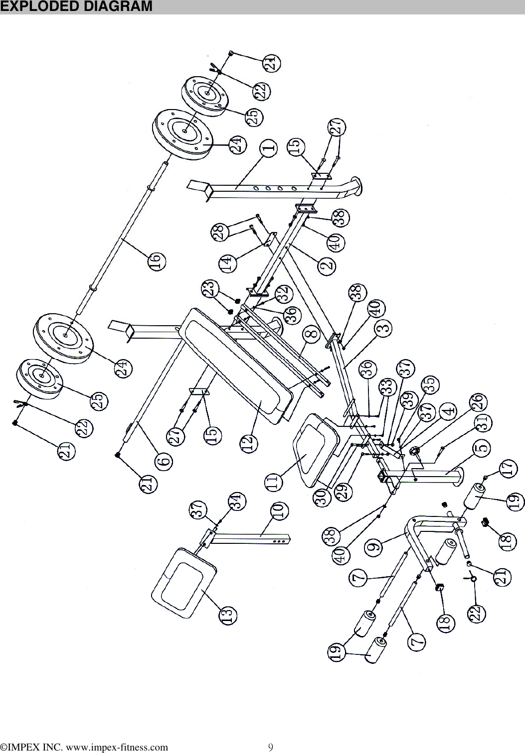 Page 10 of 11 - Impex-Fitness Impex-Fitness-Mkb-2081-Owners-Manual- PARTS LIST  Impex-fitness-mkb-2081-owners-manual