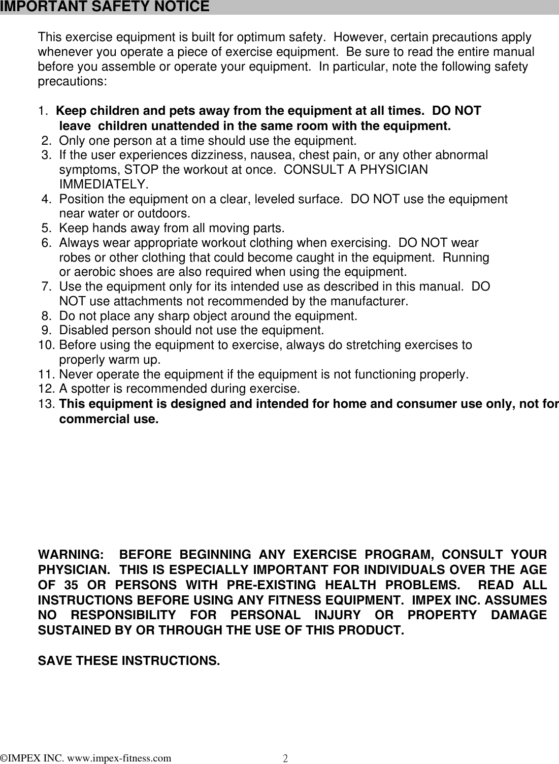 Page 3 of 11 - Impex-Fitness Impex-Fitness-Mkb-2081-Owners-Manual- PARTS LIST  Impex-fitness-mkb-2081-owners-manual